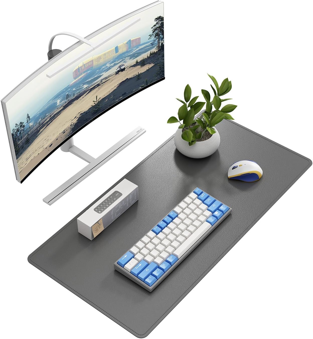 DAWNTREES Desk Mat Protector,PU Leather Desk Pad,Non Slip, Large Mouse Pad and Keyboard Mat, Waterproof Writing Pad for Office and Home (Dark Gray)