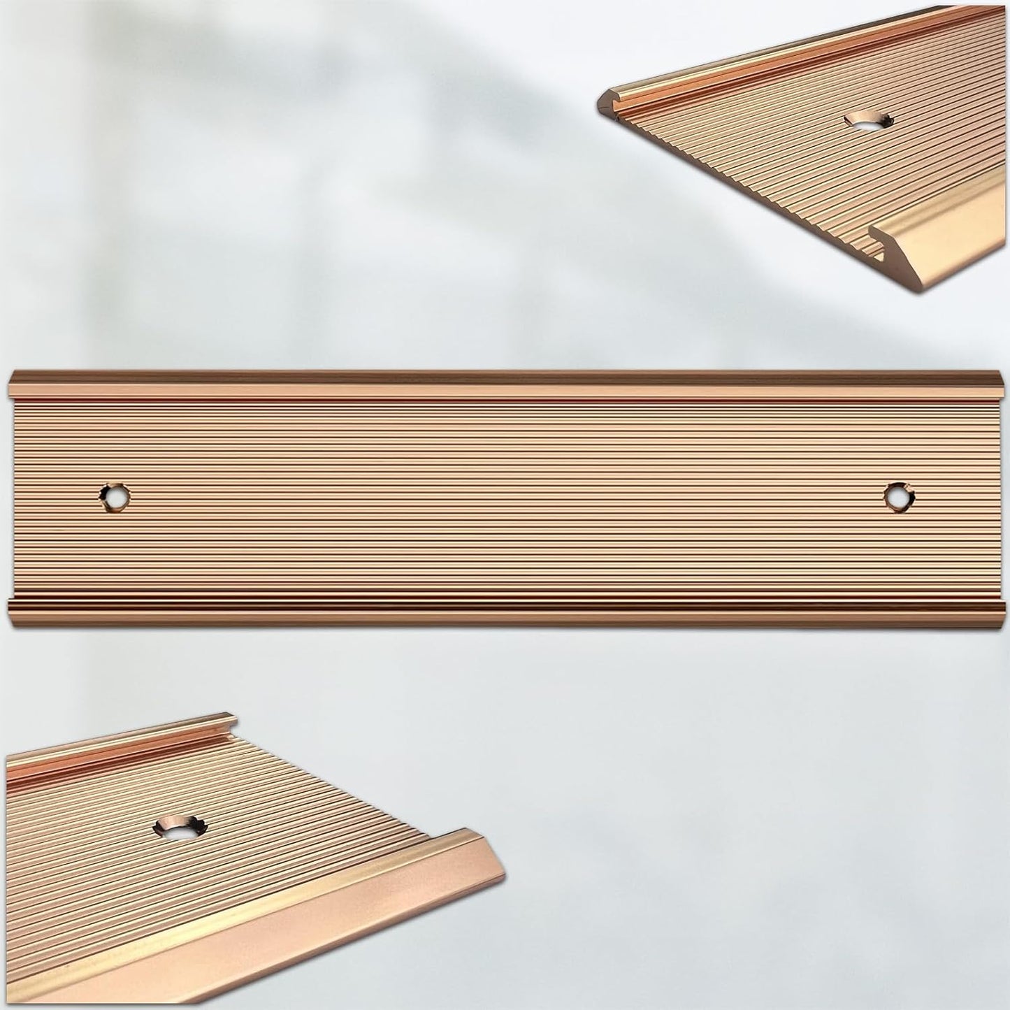 10 Pack Aluminum Name Plate Holders for Door or Wall, 2” x 8” Office Wall Mount Name Plate Holder with Textured Design and Double Sided Tape, for Office, Business, Meeting Room (Rose Gold)