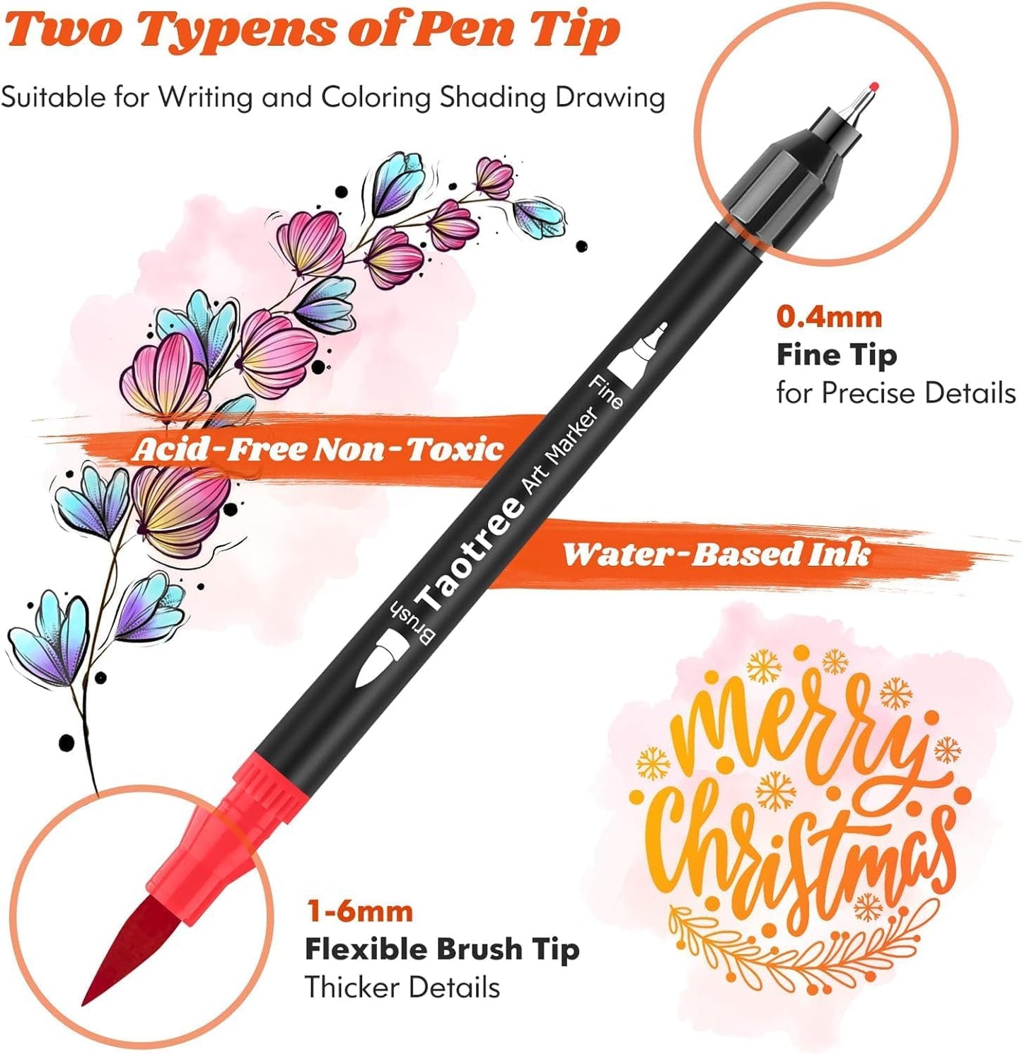 Taotree 150 Colors Dual Tip Art Markers Pens for Adult Coloring Book, Artist Fine & Brush Tip Coloring Markers Drawing Pen for Journaling Note Taking Lettering Calligraphy Craft Art Supplies Set