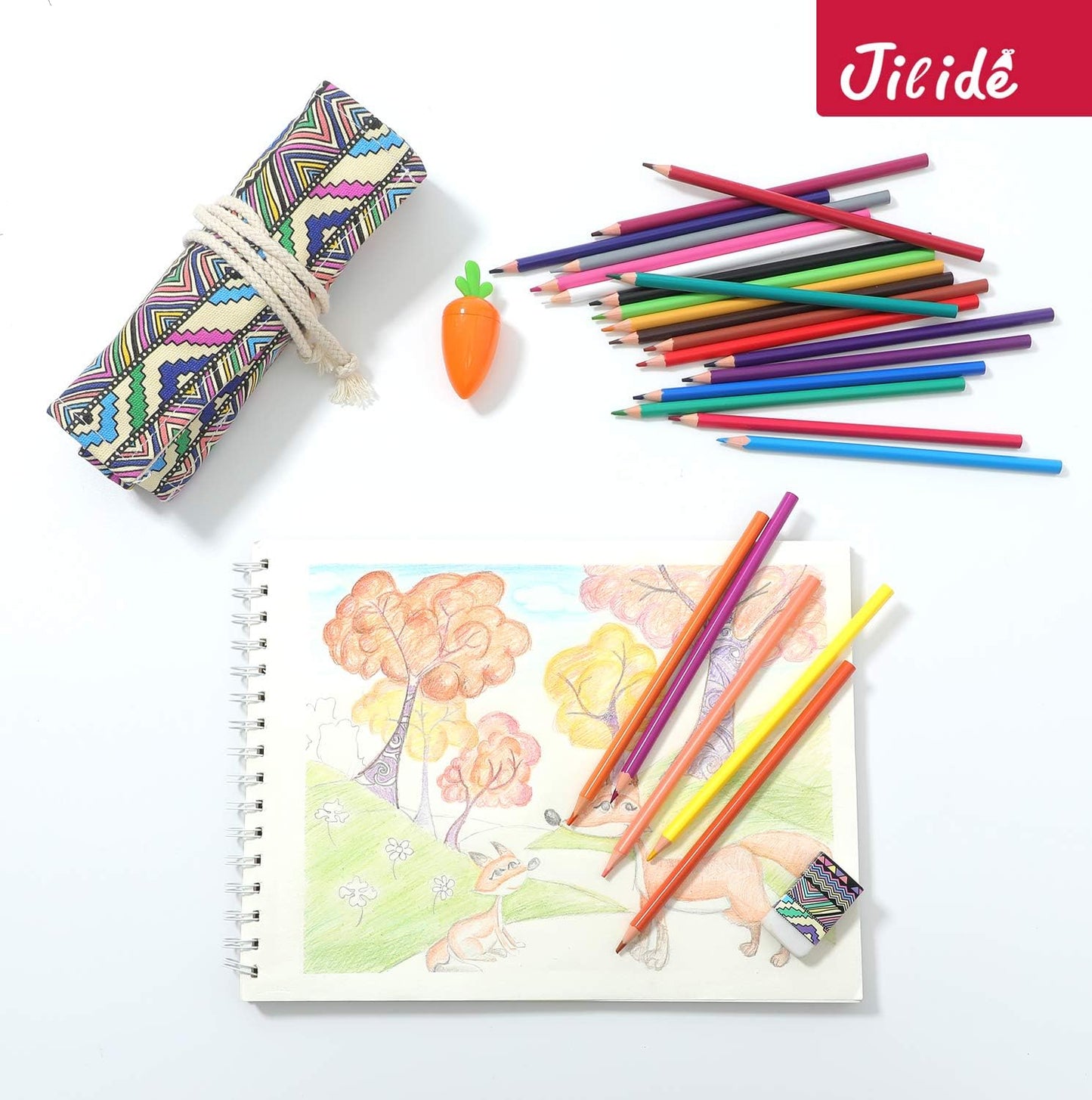 Erasable Colored Pencils Set for Adults and Kids 36 Count Coloring Pencils for Drawing, Sketching, Adult Coloring Books with Eraser, Sharpener, Canvas Pencil Roll Wrap Back to School Supplies