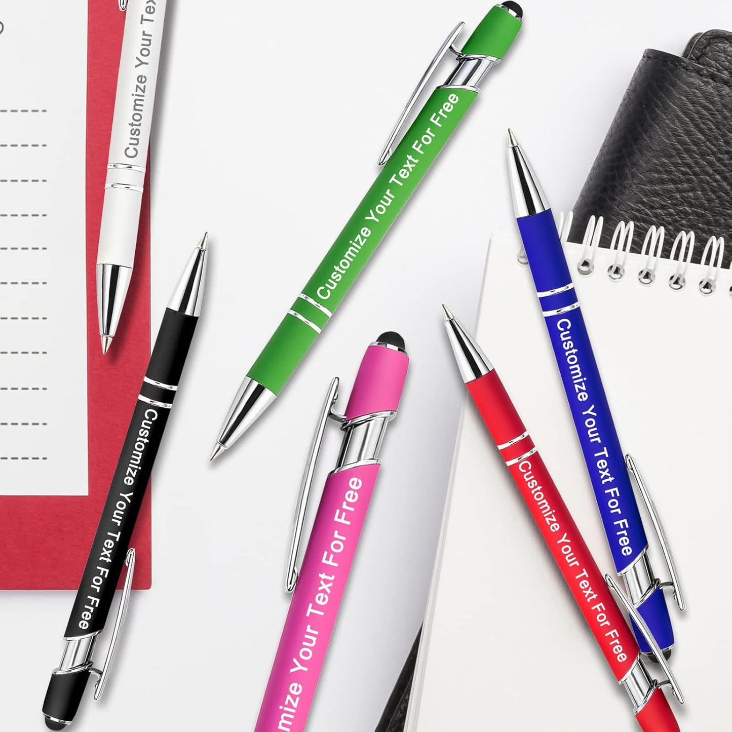 Max 500 Pcs Personalized Pens Bulk, Custom Pens with Free Engraving, Customized Stylus Tip Ballpoint Pen with Your Name Massage Text for School Office Business Graduation Anniversaries-100 Packs