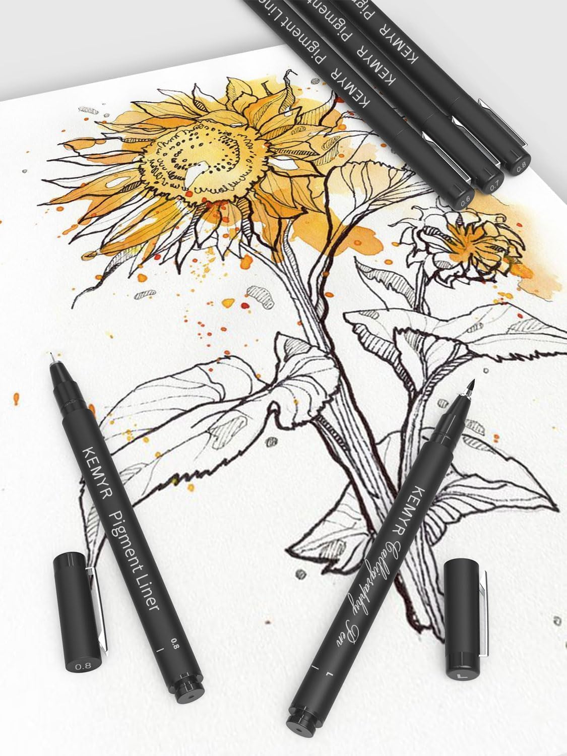 4 Micro Fine liner Drawing Art Pens Calligraphy Pens: 0.6mm Size Black Art supplies Waterproof Archival Black Ink Markers For Artists,Use for Professional Watercolor,Sketching