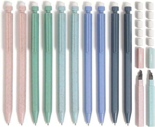 U Brands U-Eco Recycled Mechanical Pencil Set, Bulk Mechanical Pencils 0.7mm, Speckled Brights, Medium Lead, School Supplies, 10 Pack