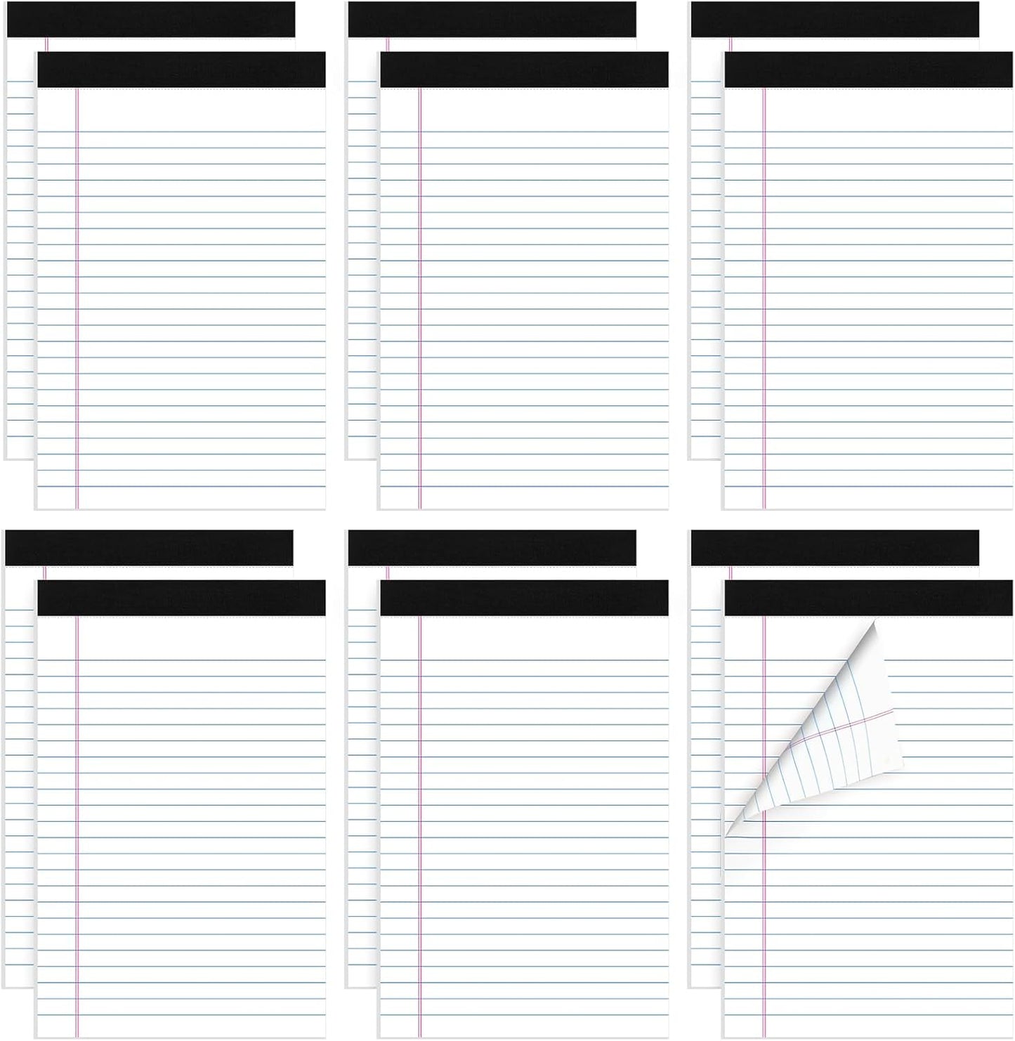 12 Pack Legal Pad 5x8, 360 Sheets Small Note Pad College Ruled Writing Pad Perforated Notepad for School, Office, To-Do Lists Grocery List Shopping List, 30 Sheets White