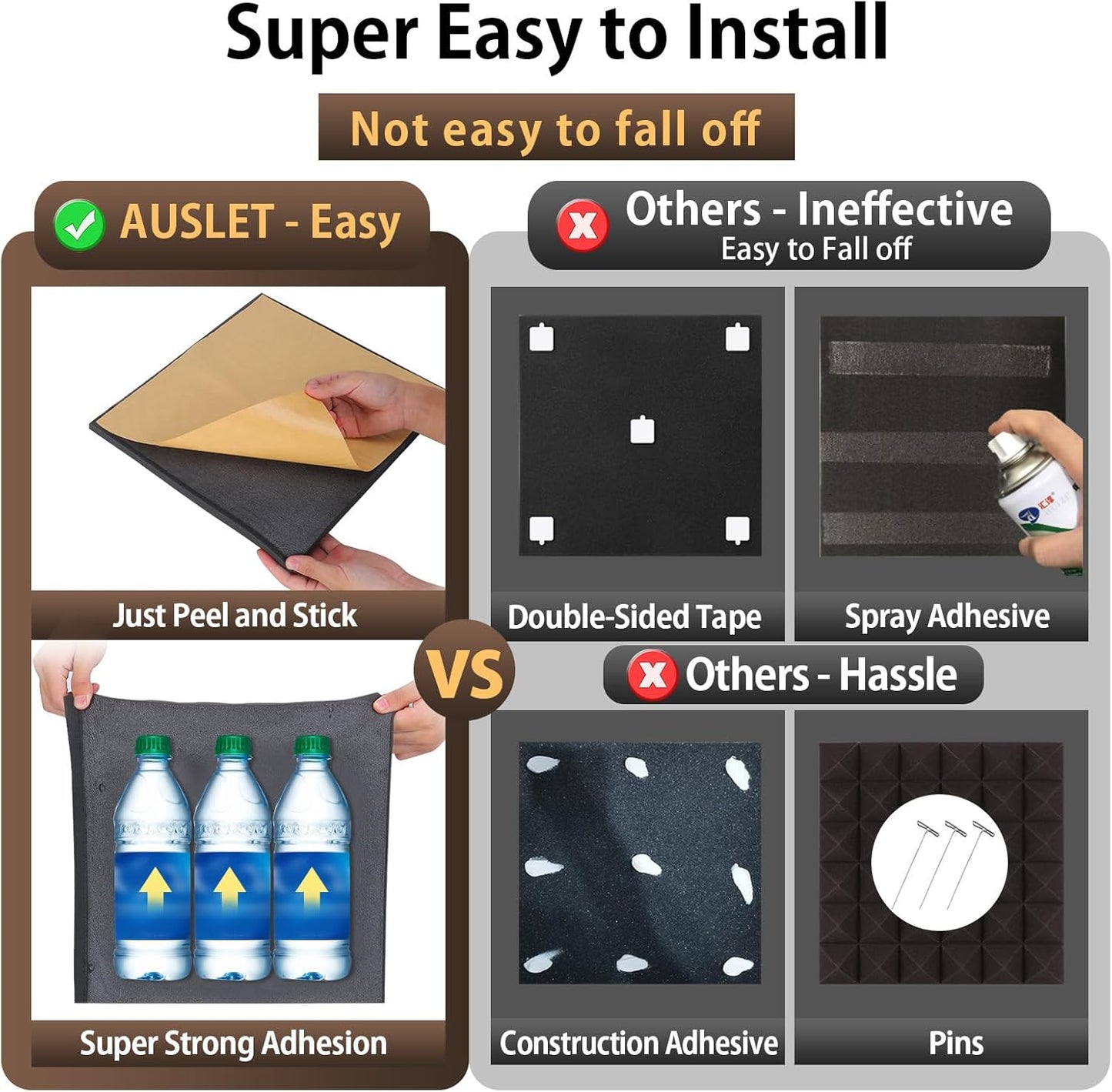 12 Pack Sound Proof Foam Panels for Walls 2" X 12" X 12" Pyramid Acoustic Foam Panels with Self-Adhesive High Density Sound-Absorbing and Soundproof Wall Panels