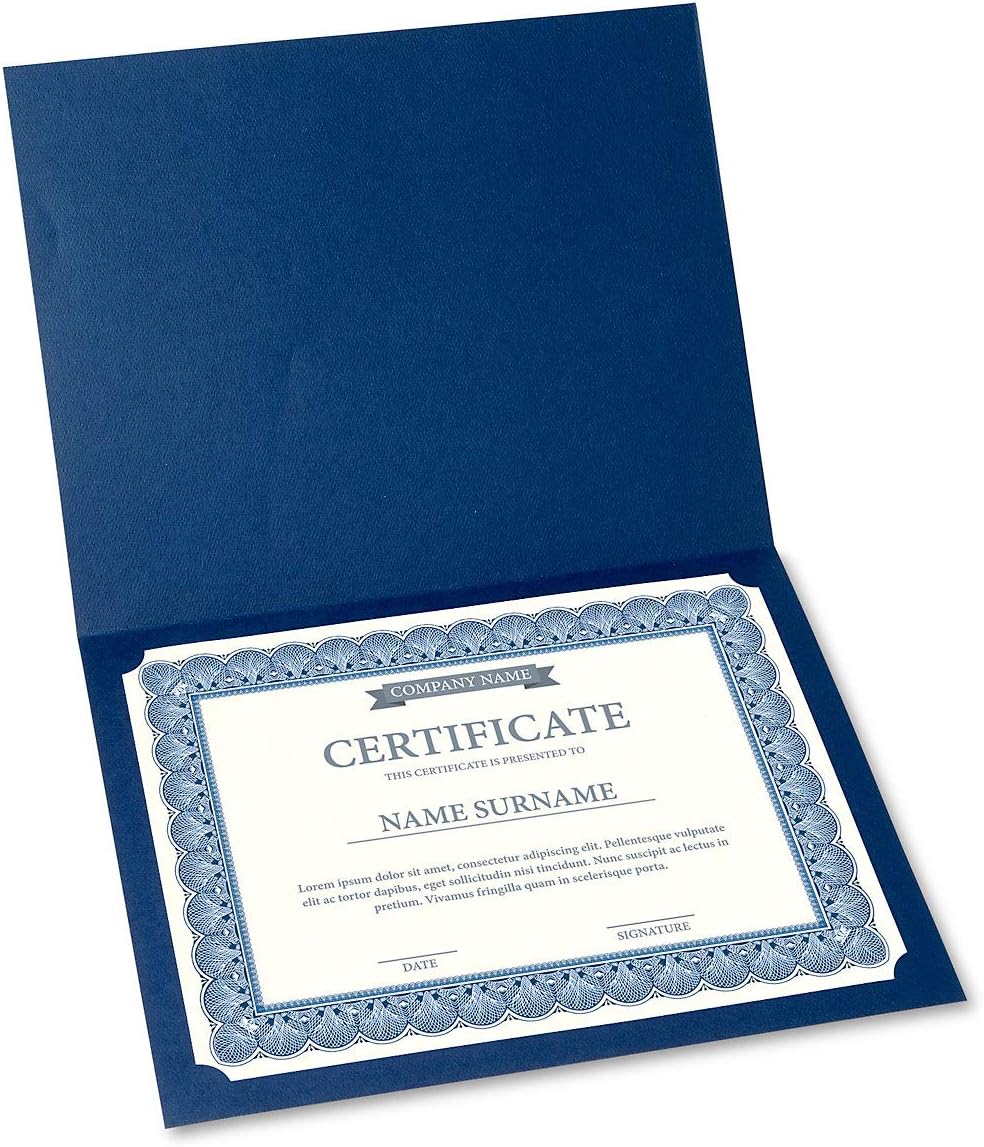 Elite Blue & White Parchment Certificate Papers - Pack of 100, Laser Printer Compatible, for Office, Business Awards, Graduation, School Diplomas, 8-1/2" x 11" on 60 lb. Text Stock