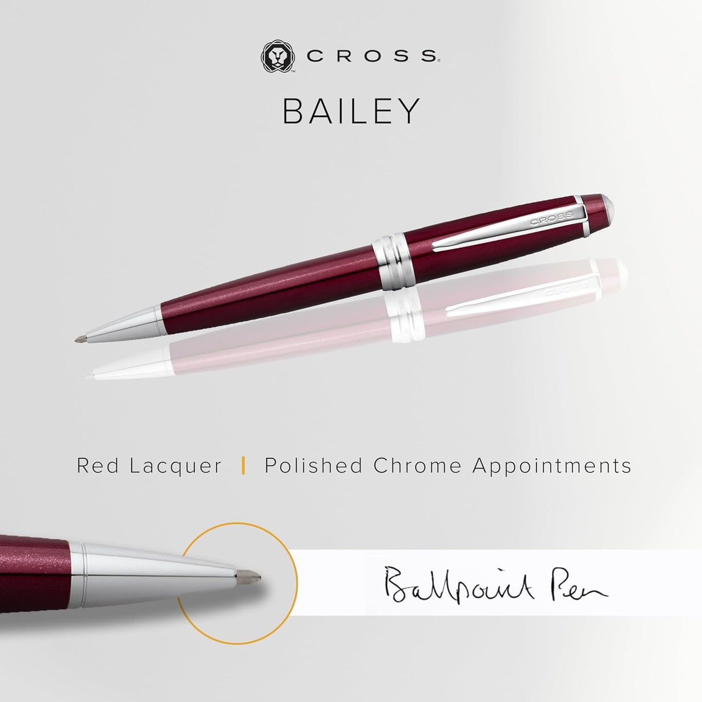 Cross Bailey Refillable Ballpoint Pen Presented in a Premium Gift Box - Medium Point, Black Ink, Red