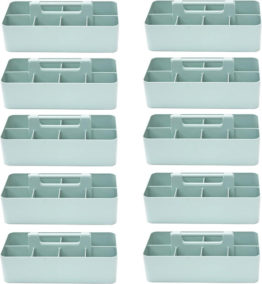 -Large Portable Caddy, DIY Dividers, 8 Compartments, School Office Supplies Home Business Organizer,Portable Basket with Handle Storage Organizer Modern Made in USA (10 PACK, Mint)
