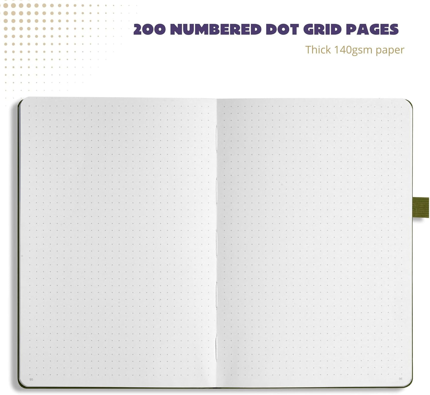 Dotted Journal – 140gsm Bleed Proof Thick White Paper – 200 Numbered Dot Grid Pages – 5.8 x 8.3 inch Bullet Dotted Notebook