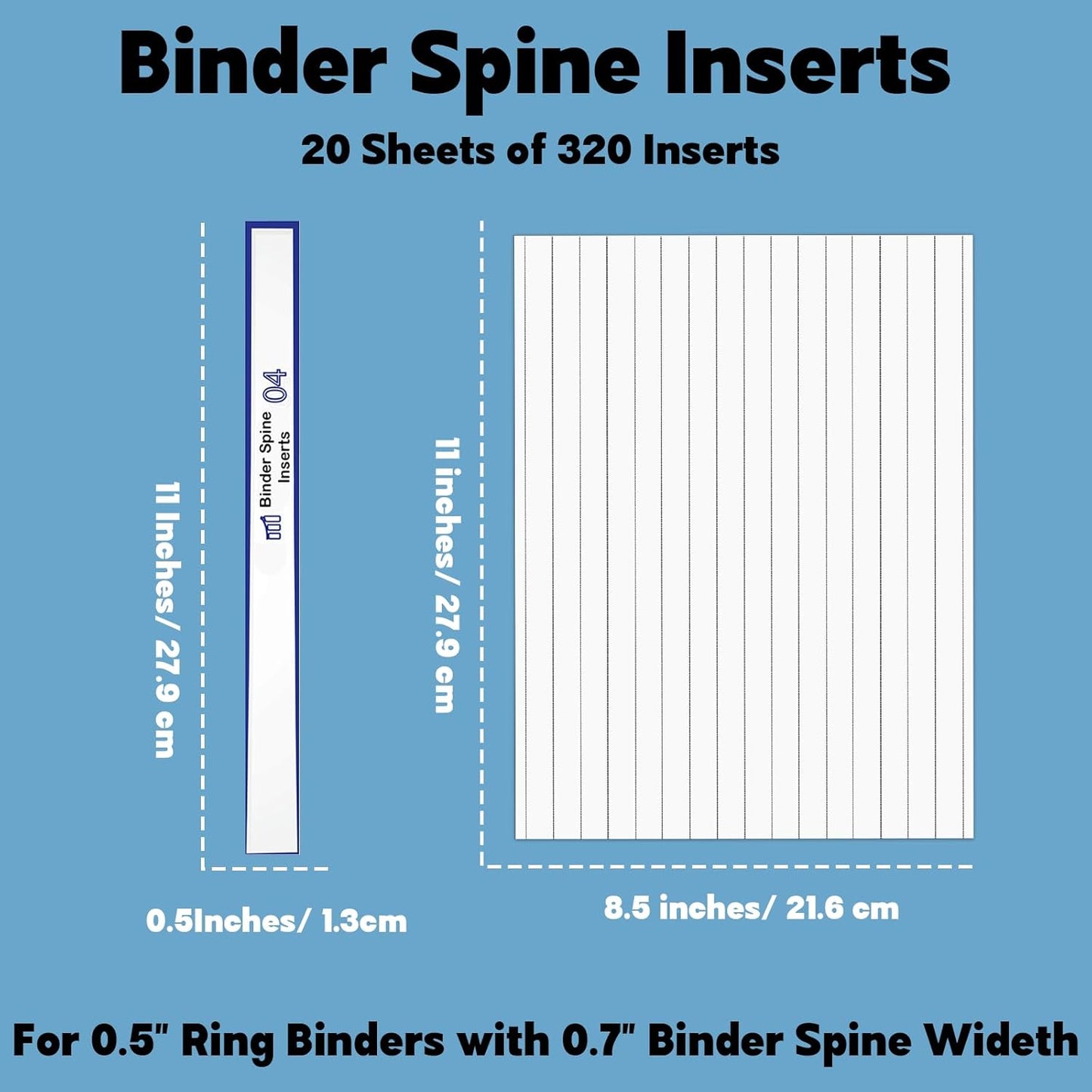 gisgfim 20 Sheets Binder Spine Inserts 1/2 Inch Spine Width White Edge Labels 92LB Printable Side Identifiers for Inkjet Laser Printers Cardstock View Binders Labels 16 Inserts/Sheet