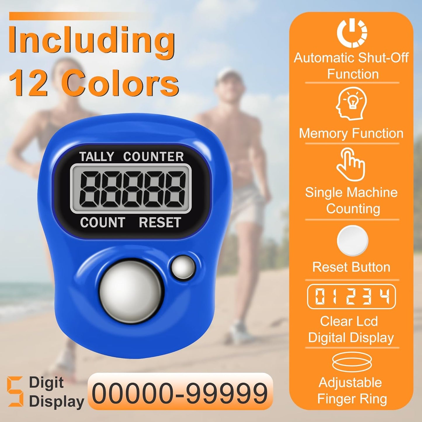 Electronic Finger Clicker Counter 5-Digit LCD Hand Tally Counter Clicker for Knitting, Lap, Goods Counting, Golf