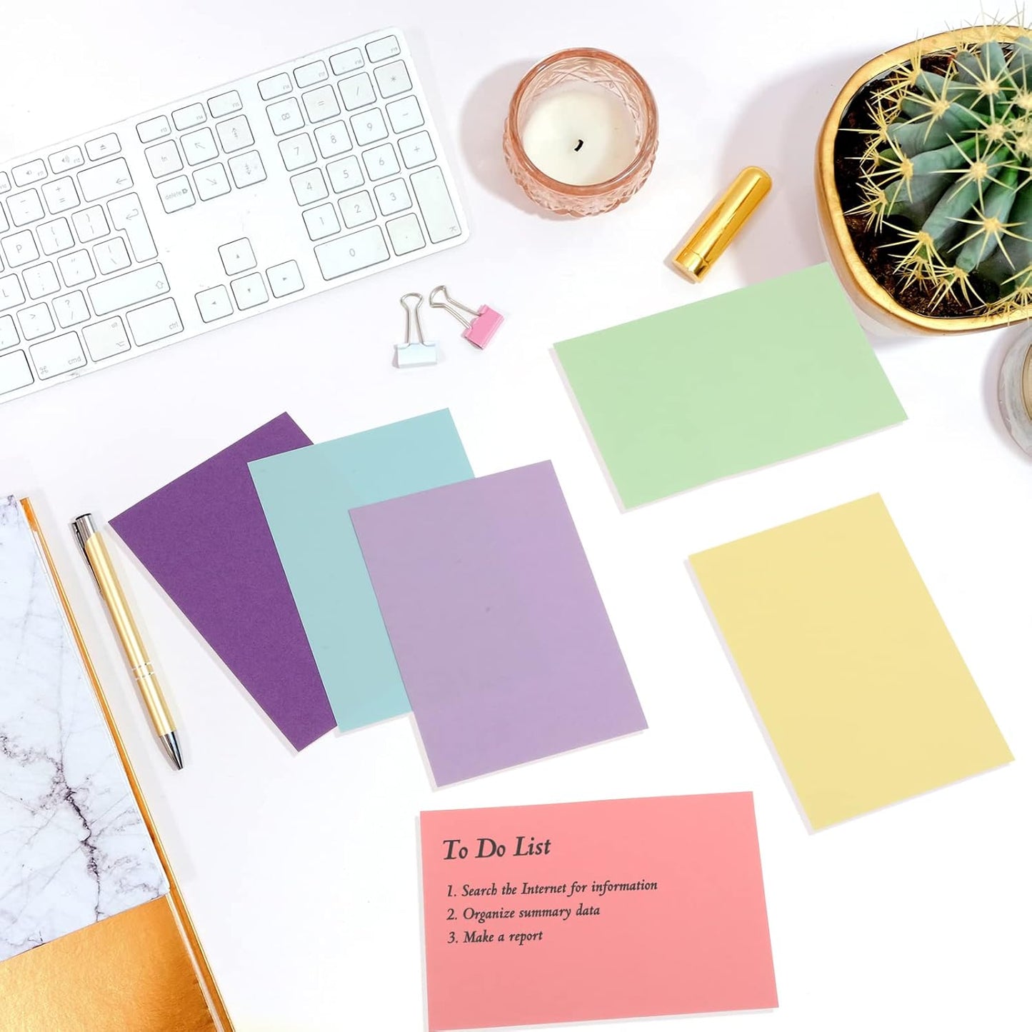 Fainne 300 Pcs Blank Index Cards 180 Gsm Thick Card Stock Assorted Color Neon Blank Flash Cards Colorful Study Notecards for Organizing(4 x 6 Inch,Fresh Colors)