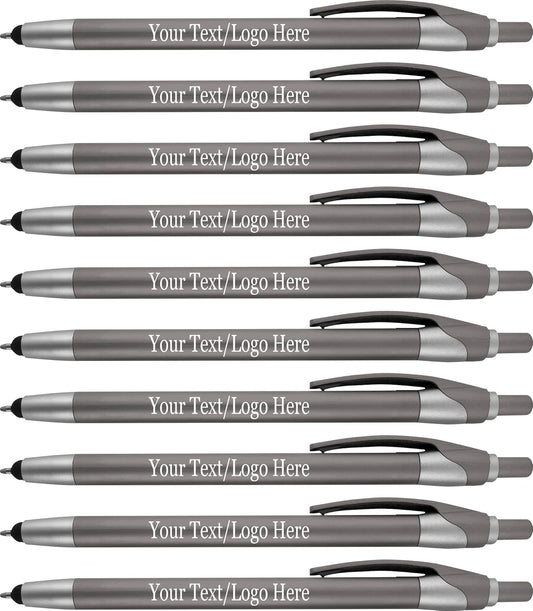 Personalized Pens in BLUE INK With your Custom Logo or Text Pens-Pack of 450- for Marketing, Parties, and Events, 2 in 1 Capacitive Stylus & Ballpoint Pen Compatible With Touchscreen Devices, Grey