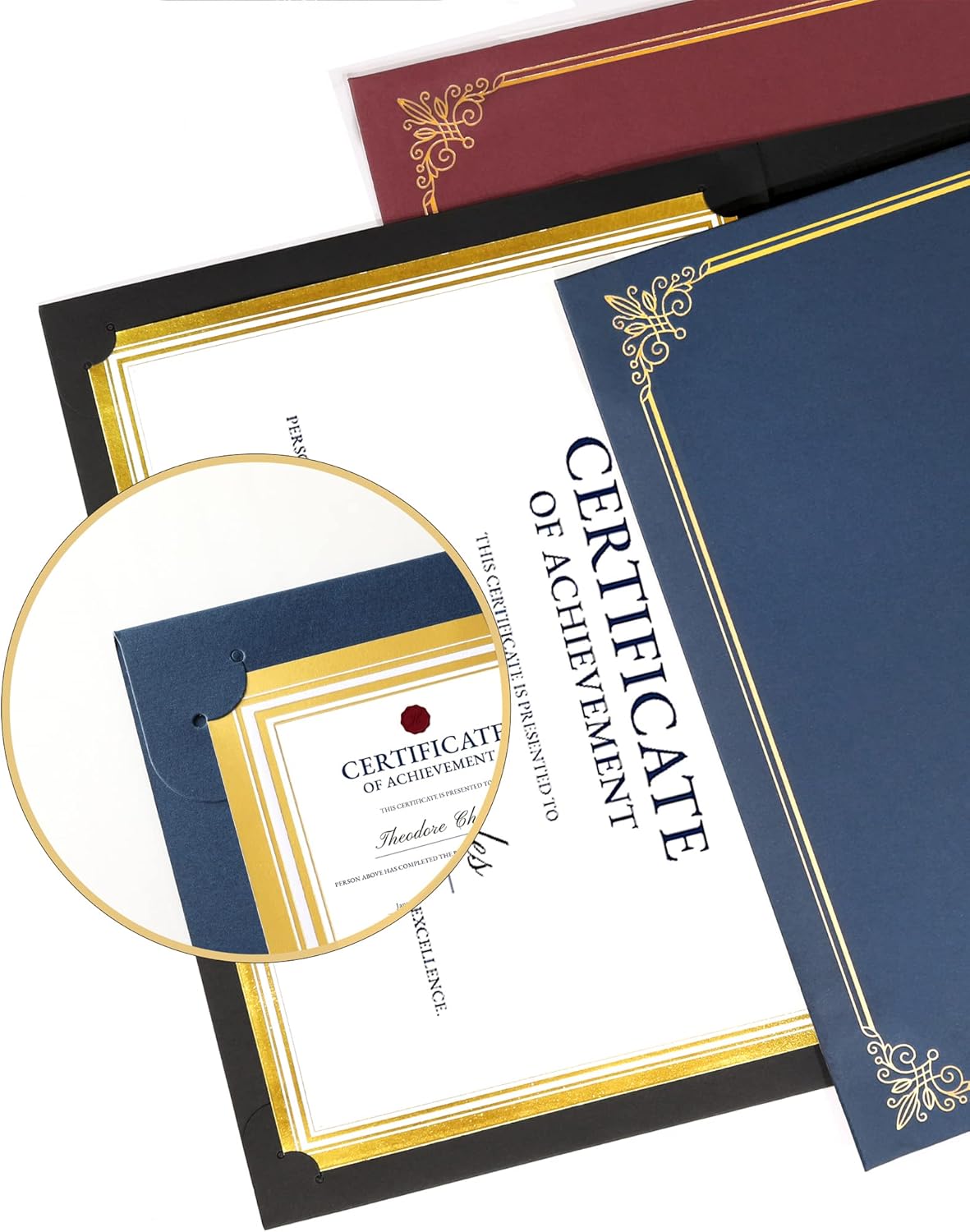 GNL Certificate Holders - 50 Packs Navy Blue Diploma Holders, Certificate Covers with Gold Foil Border, for Letter Size 8.5 x 11 Certificate Paper, Award, Graduation, Documents