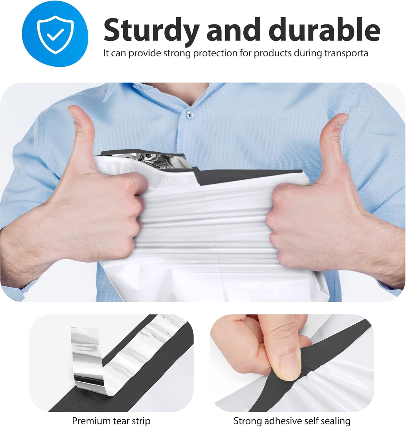 Fuxury 500 Pcs Poly Mailers 12x15.5 Inch, Bulk Shipping Bags for Clothing, Strong Adhesive Shipping Envelopes for Small Business Suppliers,Waterproof Mailers Poly Bags Mailing Envelopes White