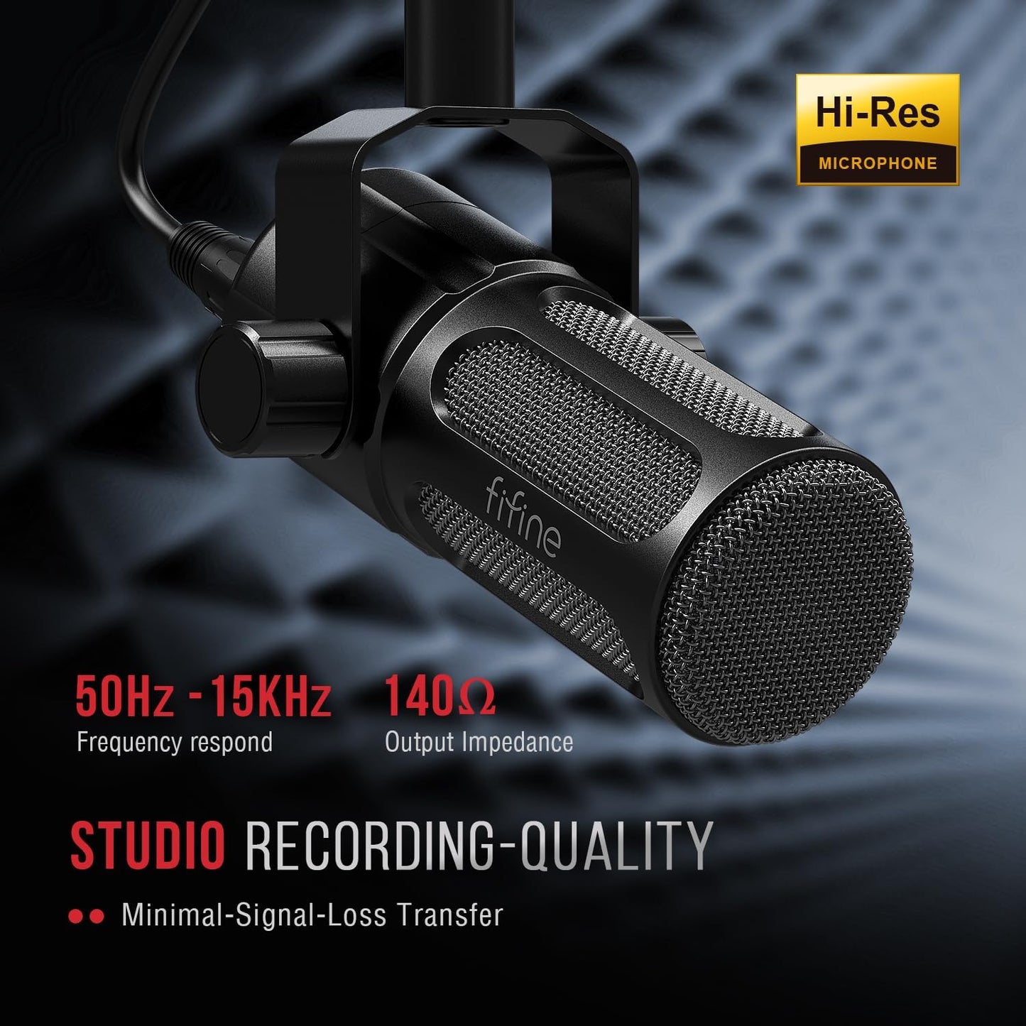 FIFINE XLR Dynamic Microphone, Studio Vocal Mic for Recording, All Metal XLR Podcast Microphone with Mid-Boost, Low-Cut Filter for Voice-Over, Compatible with Mixer/Audio Interface-AmpliTank TANK1