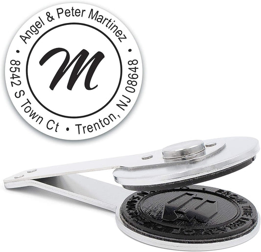 Custom Monogram Address Desk Embosser - Personalized Round Seal - Insert Only - Style EMD-020