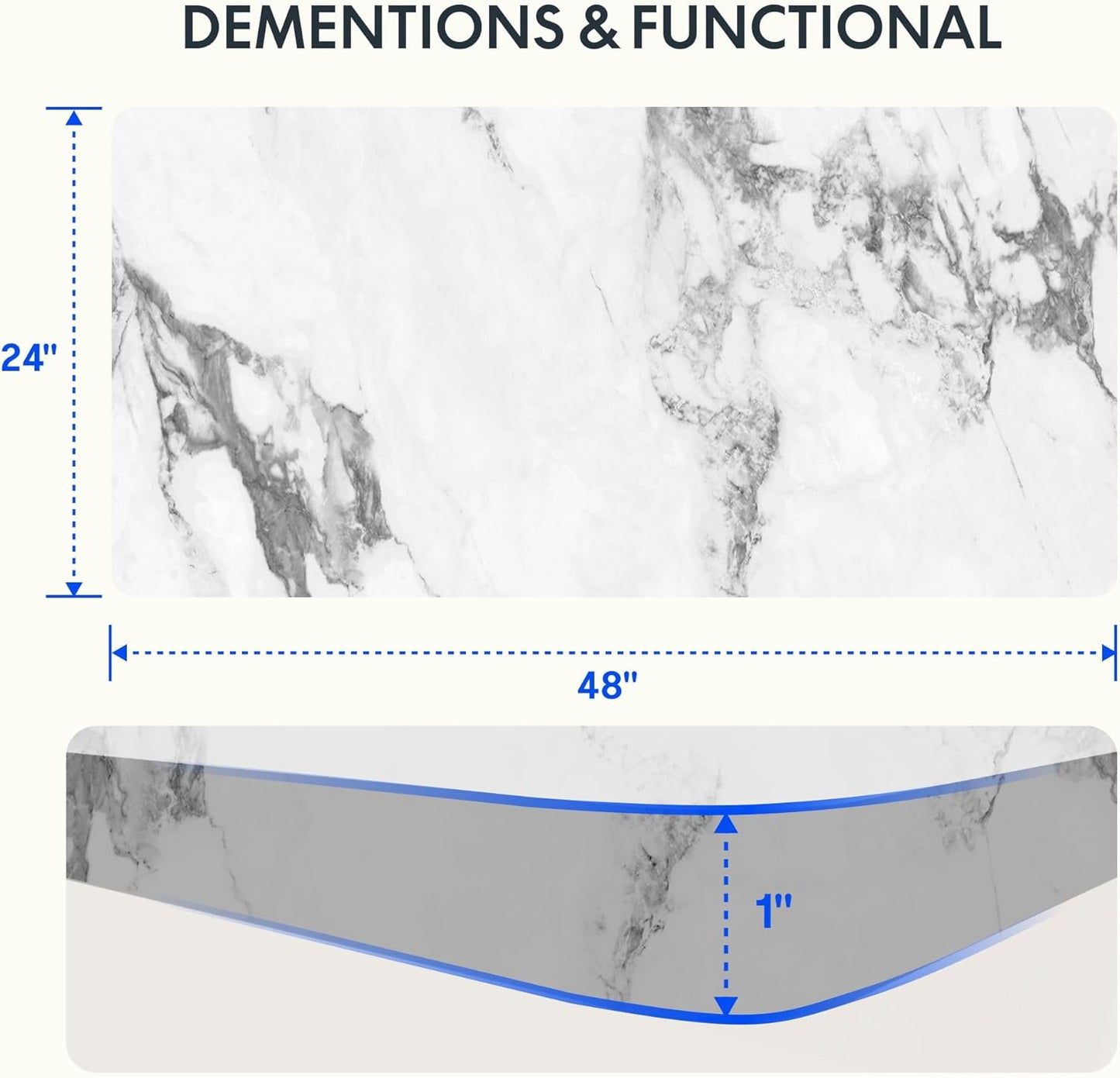 FLEXISPOT EN1 Whole-Piece Standing Desk 48 x 24 Inches Height Adjustable Electric Desk Sit Stand Desk Home Office Desks (Black Frame + Marble Gray Top, 2 Packages)