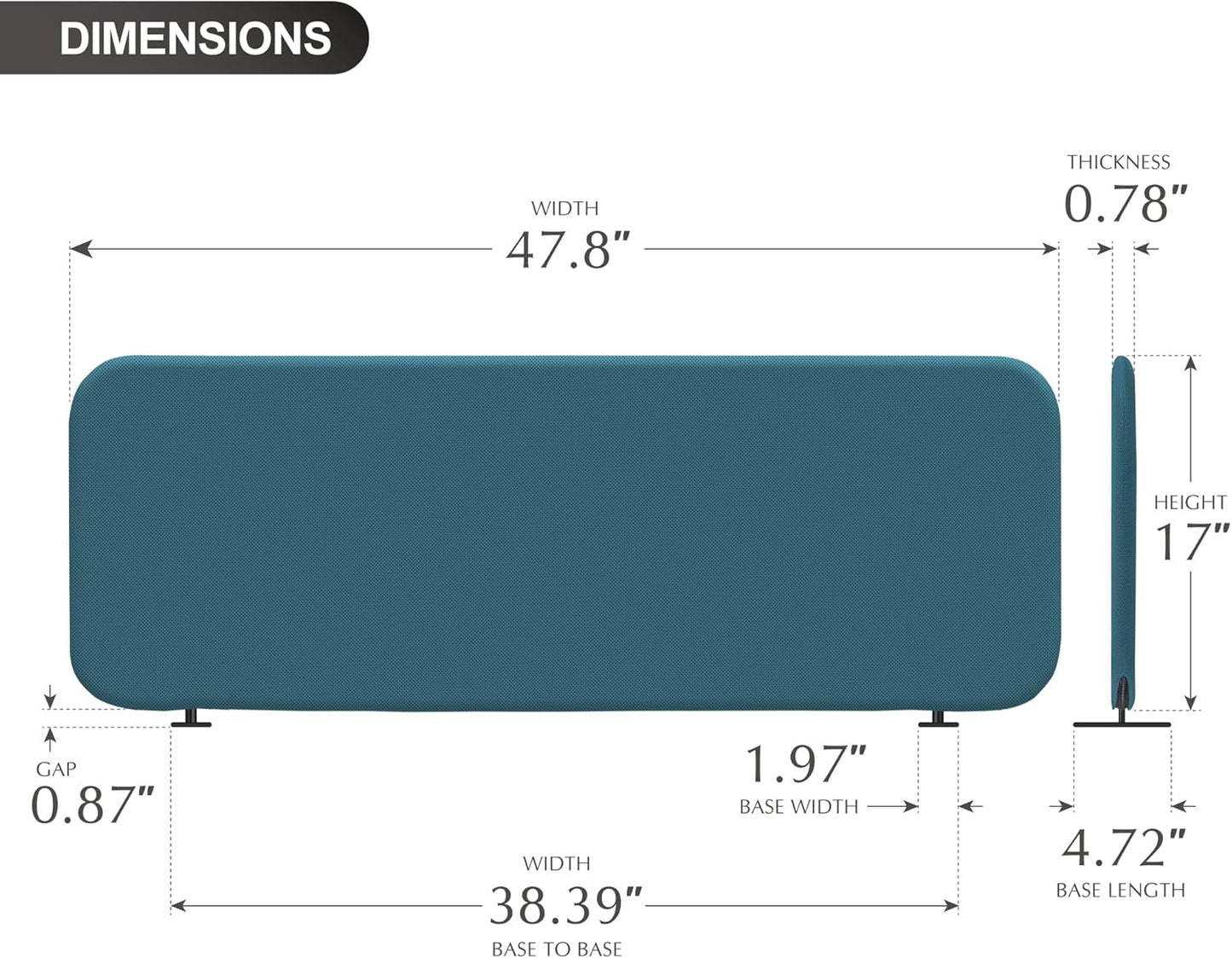 DECOLAB Desk Dividers, Desk Privacy Panel Shield Board for Student, Office, Classroom, Home, Free Standing Scratch Resistance, 48"x18", Sapphire