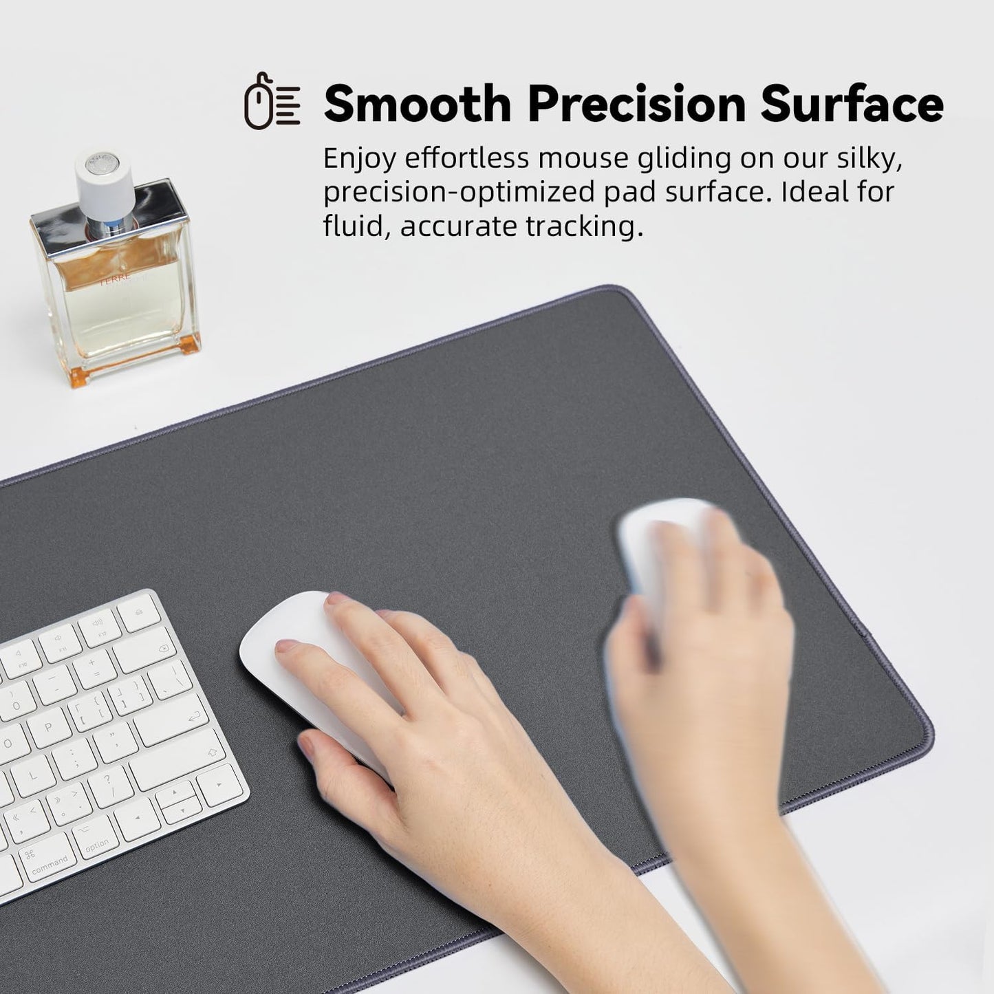 Waterproof Large Gaming Mouse Pad with Durable Stitched Edges, Non-Slip Rubber Base, Smooth Surface Mouse Mat Desk Pad for Home Office Gaming, 31.5"x11.8"x0.12", Dark Gray