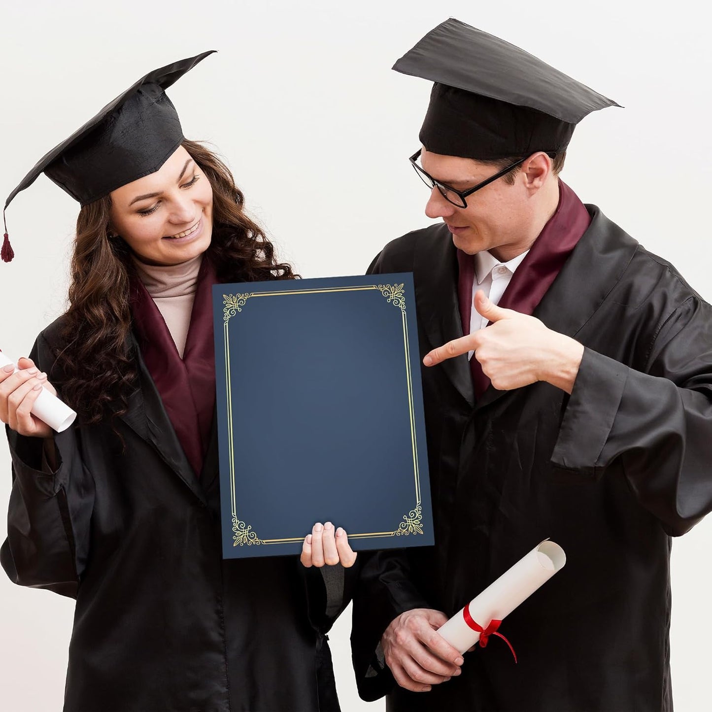 GNL Certificate Holders - 10 Packs Navy Blue Diploma Holders, Certificate Covers with Gold Foil Border, for Letter Size 8.5 x 11 Certificate Paper, Award, Graduation, Documents