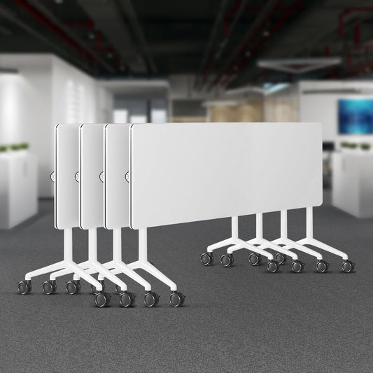 Folding Conference Room Tables 6 Pack, Foldable Modern Mobile Meeting Table Desk Training Table 6FT Large Rolling OfficeTable for Conference Training Classroom (4, 47.2" * 23.6" * 29.5")