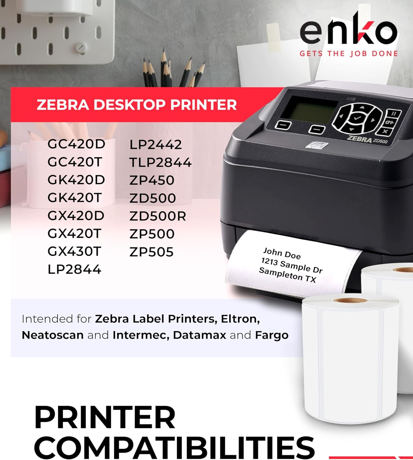 enKo 4" x 2" Labels for Zebra Desktop Printers (24 Rolls | 18,000 Labels) - Direct Thermal Address Mailing Shipping Barcode FBA Stickers FNSKU Label for Zebra and Eltron (Perforated)
