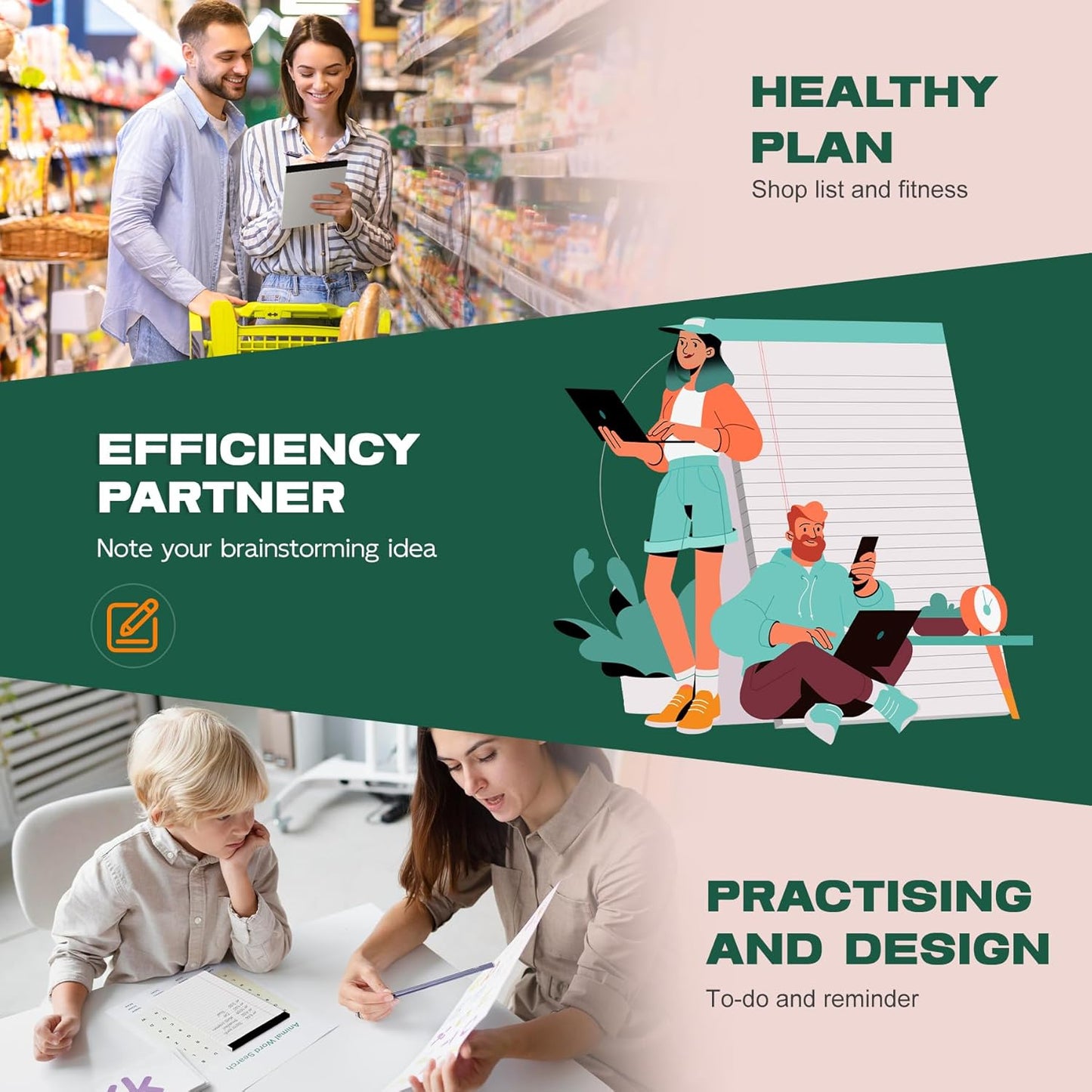 12 Pack Note Pads 5x8, Small Legal Pads 5x8 White Writing Paper for Work, Mini Notepads College Ruled Paper with Sturdy Back 25 Lines, Perforated Legal Note Pad 5" x 8", 30 Sheets Per