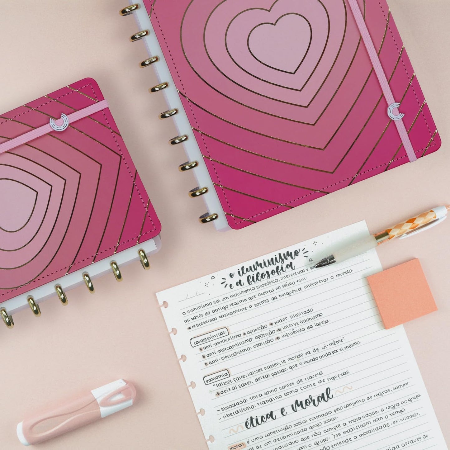 Discbound Premium - Plan, Organize, Customize, and Create with Ease. For Work Meetings, School, Journal, or Daily Use 80 Pages (Golden Love LARGE 7.87 in x x 10.82 in)