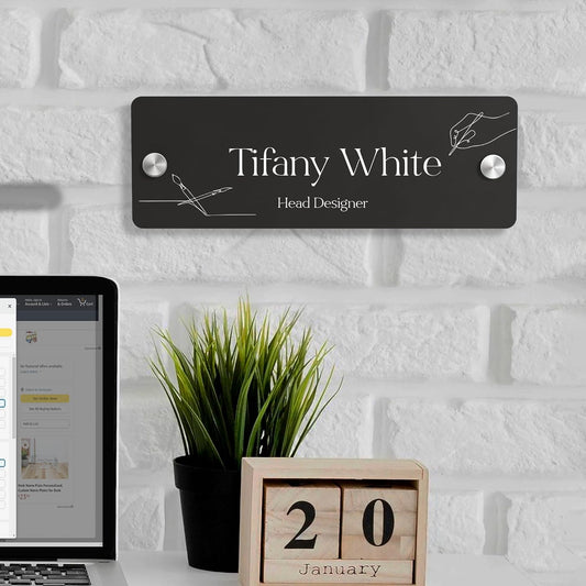 EGD Acrylic Door Name Plate Personalized I Custom Acrylic Sign I Cute Office Accessories Decor I Custom Office Door Signs (10 x 3.5 Inch) (4. Door/Wall Name)