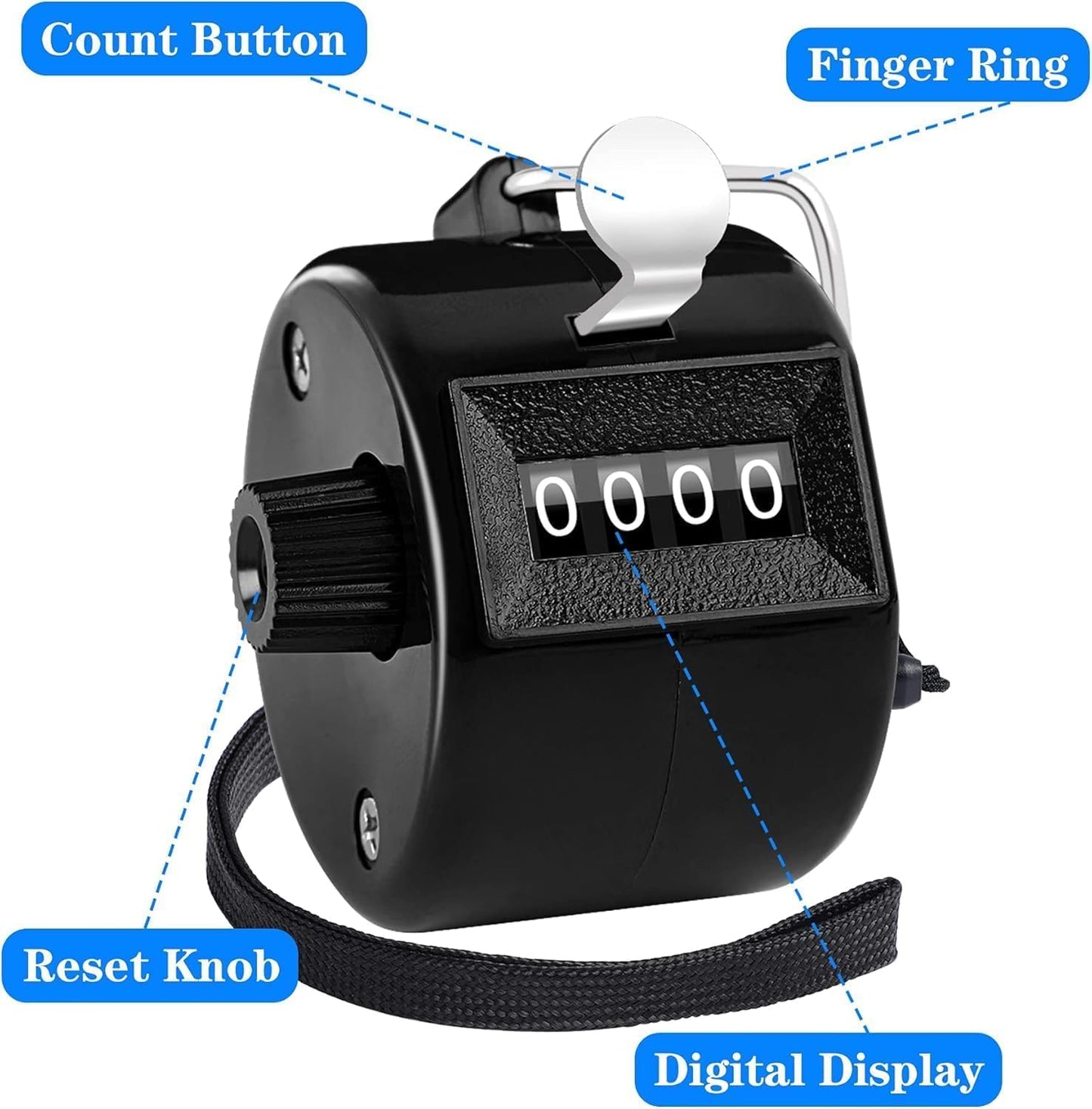 FEBSNOW Handheld Tally Counter Clicker 4 Digital Number Click Counter for School Event Golf Sports Office Stadium