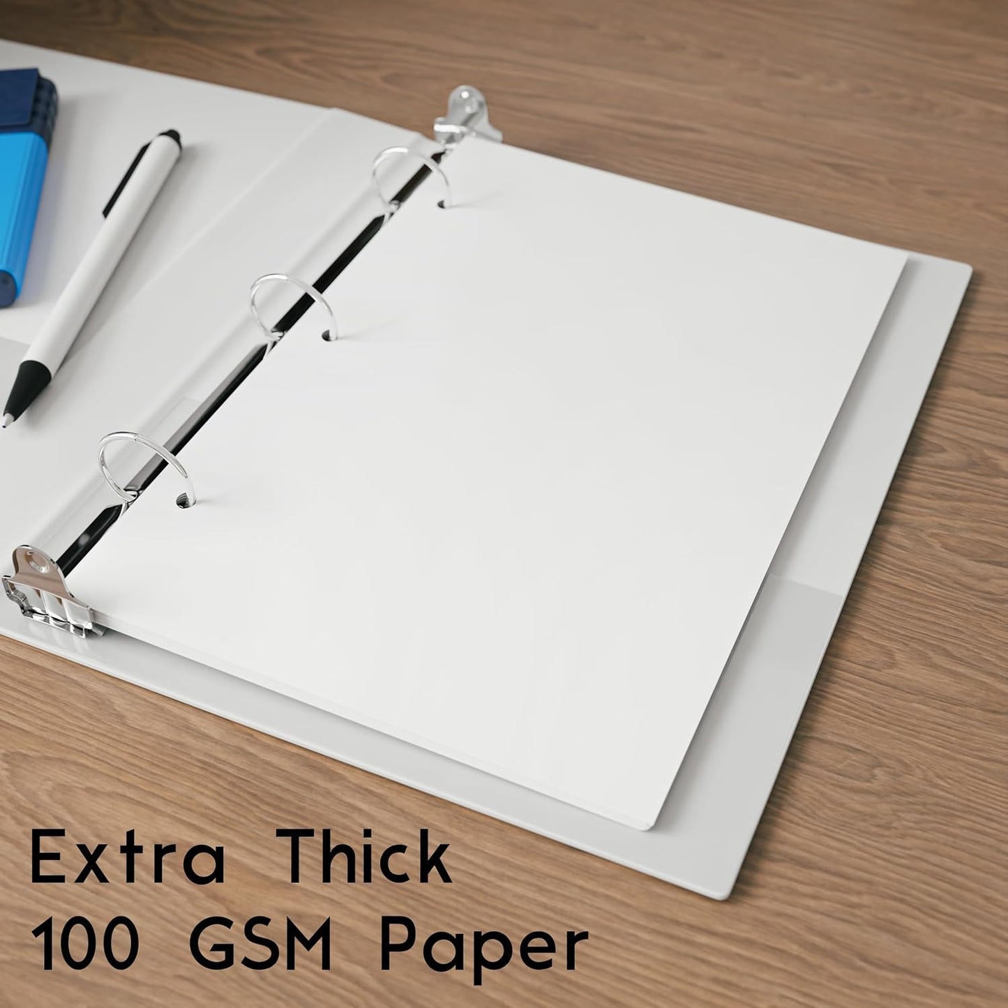 Half Letter 3-Hole Punched Blank Paper, 200 Sheets, 120 GSM, Loose Leaf, 5.5 x 8.5 inch, for Printing Custom Templates and DIY Planning