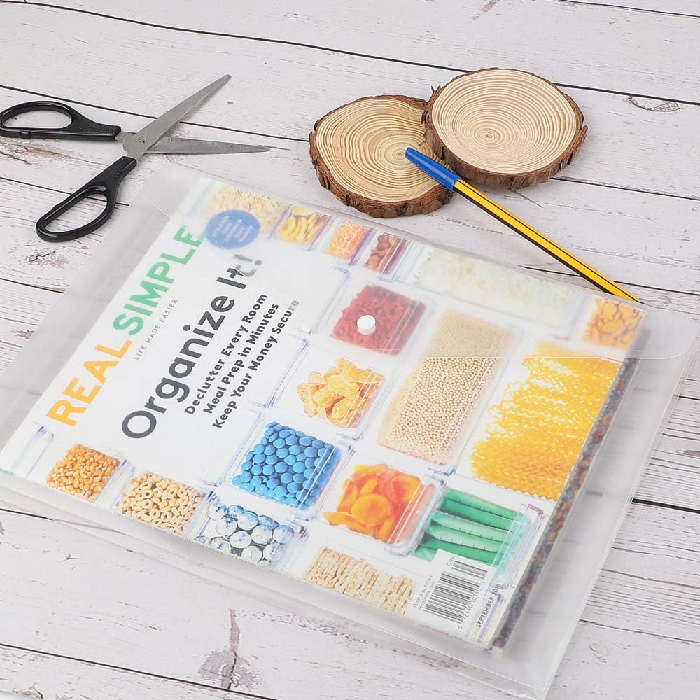 EOOUT 24pcs Clear Envelopes, Expandable Folders for Documents and Waterproof Folders with Snap Closure, A4 Size Letter Size, for School and Office Supplies