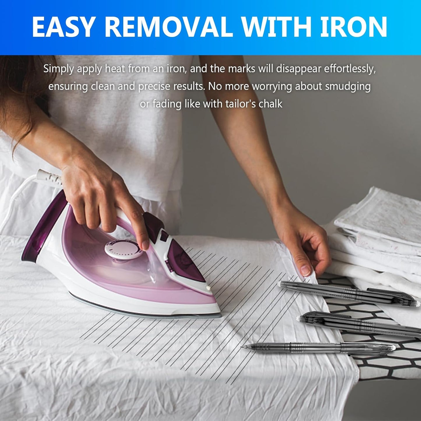 12pcs Heat Erasable Pens for Fabric Marking Pens Fabrics Markers for Quilting Sewing DIY Dressmaking Tailors Chalk (Black)