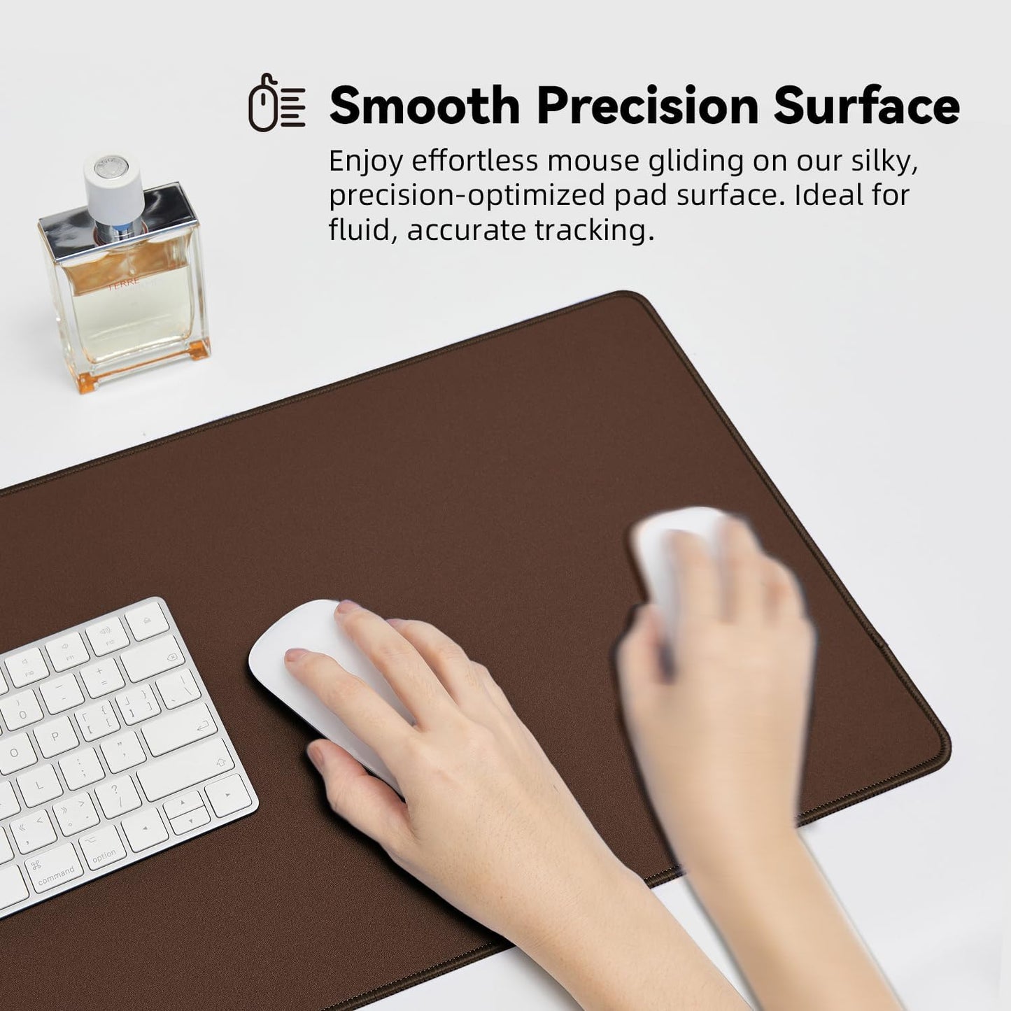 Waterproof Large Gaming Mouse Pad with Durable Stitched Edges, Non-Slip Rubber Base, Grainy Jacquard Mouse Mat Desk Pad for Home Office Gaming, 15.74"x35.43"x0.12", Coffee