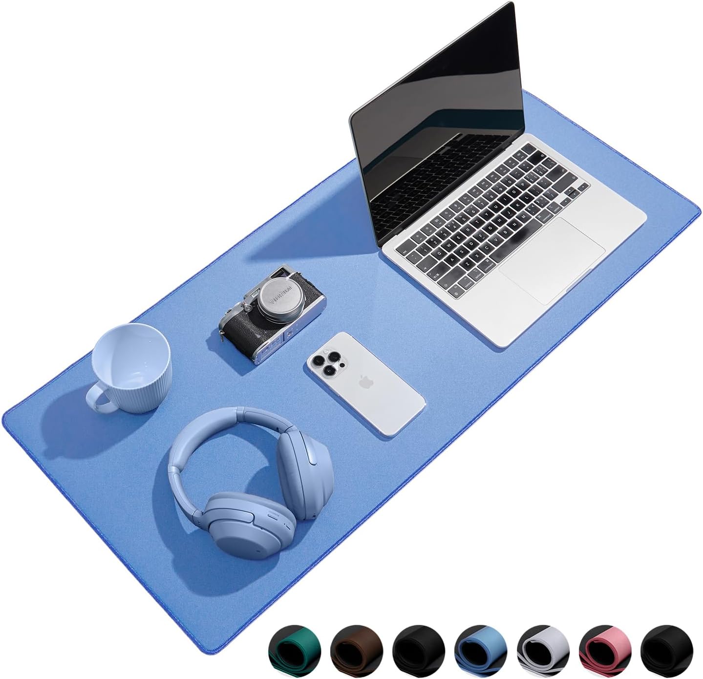 Waterproof Large Gaming Mouse Pad with Durable Stitched Edges, Non-Slip Rubber Base, Grainy Jacquard Mouse Mat Desk Pad for Home Office Gaming, 31.5"x11.8"x0.12", Blue