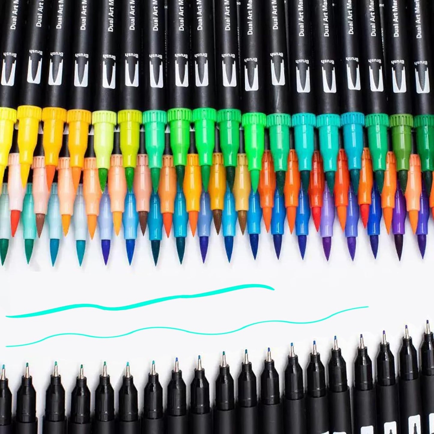 Dual Brush Marker Pens, 72 Colors Art Markers Set with Fine and Brush Tip Markers for Adult Coloring Books No Bleeding, Can Be Used for Note Taking Planner Hand Lettering Calligraphy
