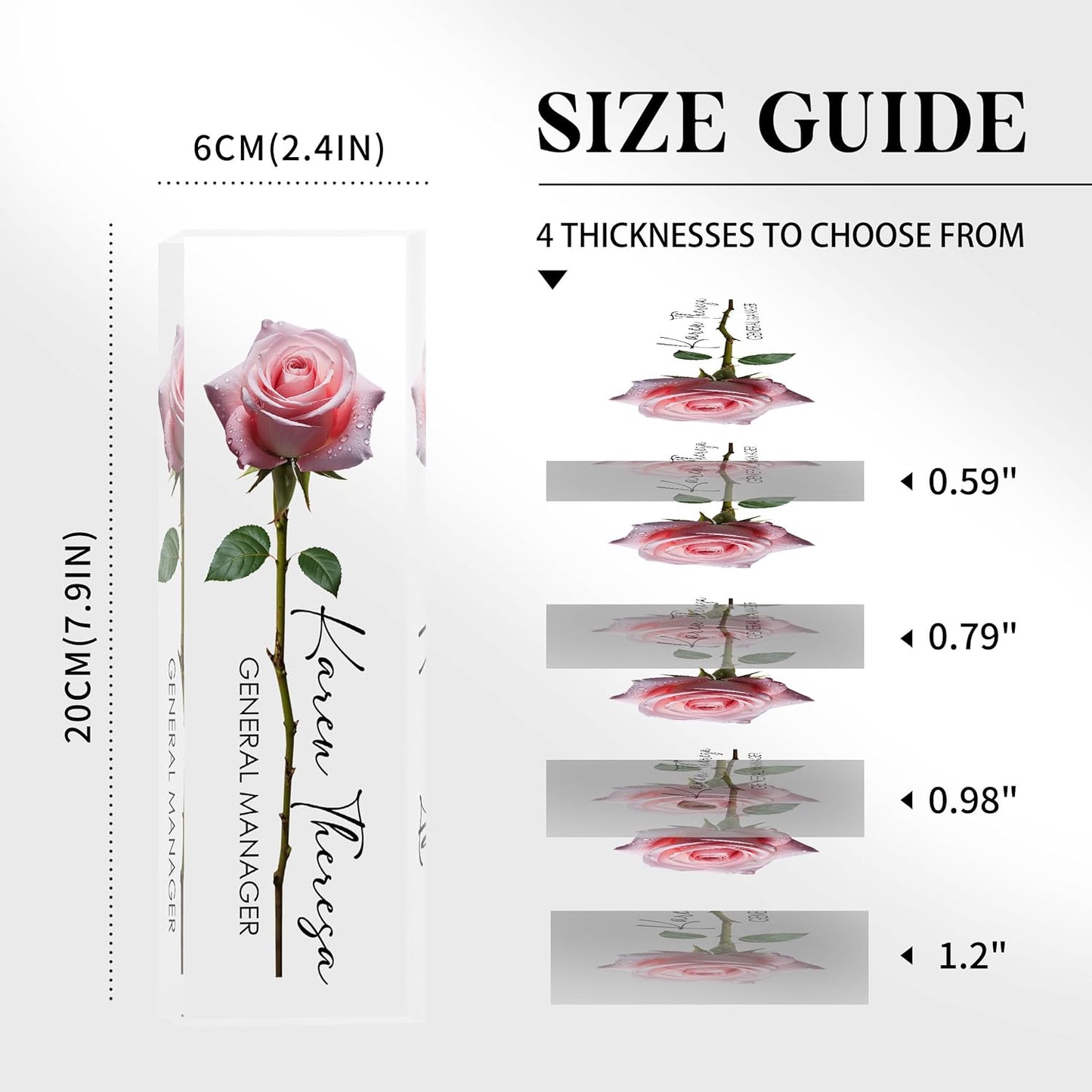 Custom Office Name Plate, Personalized Gifts for Women & Employees, Office Desk Accessory (A Rose)