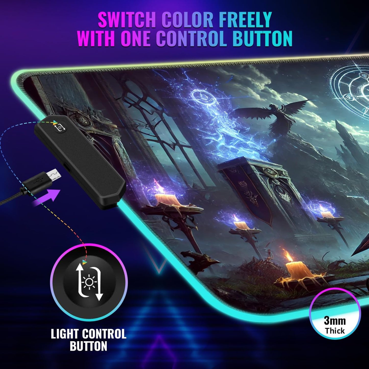 Gaming Mouse Pad - Desk Mat Gaming Mouse Pad , Medium Extra Large Extended Big Long Huge XL XXL and XXXL RGB LED Light Mousepad For a Computer , PC Mats Mousepads Frozen Warlord