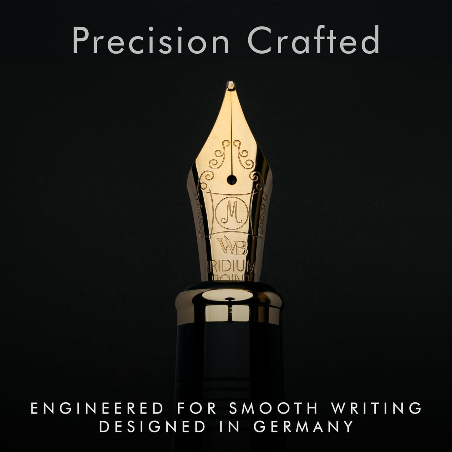 Wordsworth & Black Majesti Fountain Pen-(Black), Luxury Case, 24K Gold Finish; 18K Gilded Medium Nib- Ink Cartridges, Refillable Ink Converter-Calligraphy Pen-Best Business Gift Set for Men & Women