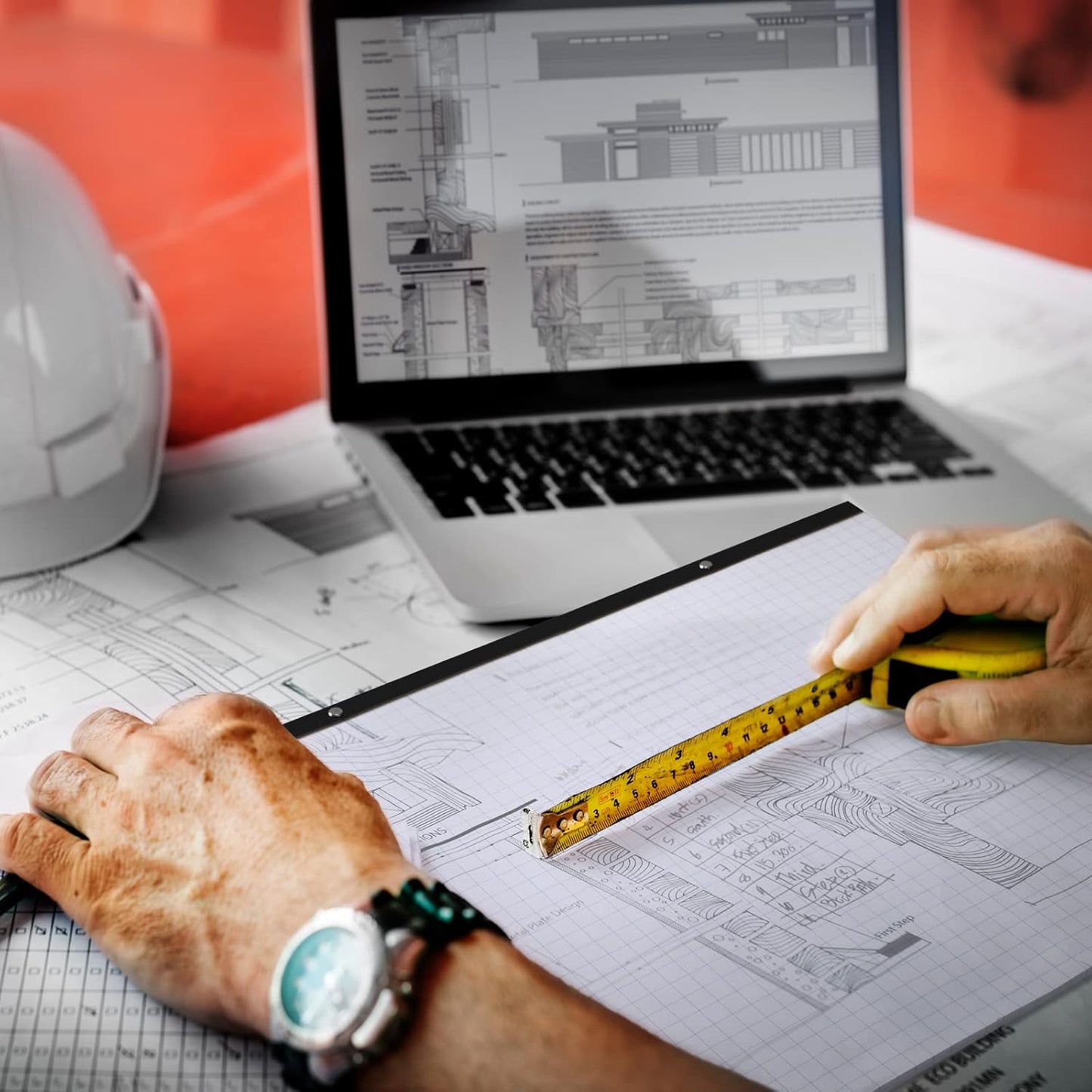 Fainne Large Engineering Graph Paper Pad 22''x17'' Landscape 4" x 4"Grid Pad Giant Drafting Sketching Graph Paper for Engineer Architect Designer Mathematician Draftsman(White and Blue)