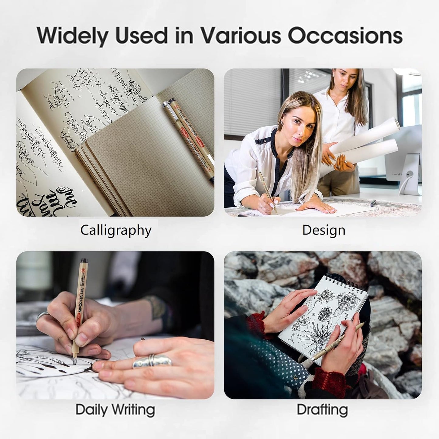 Micro Fineliner Drawing Art Pens: 12 Black Fine Line Waterproof Ink Set Artist Supplies Archival Inking Markers Liner Professional Sketch Outline Anime Sketching Artist Illustration Watercolor