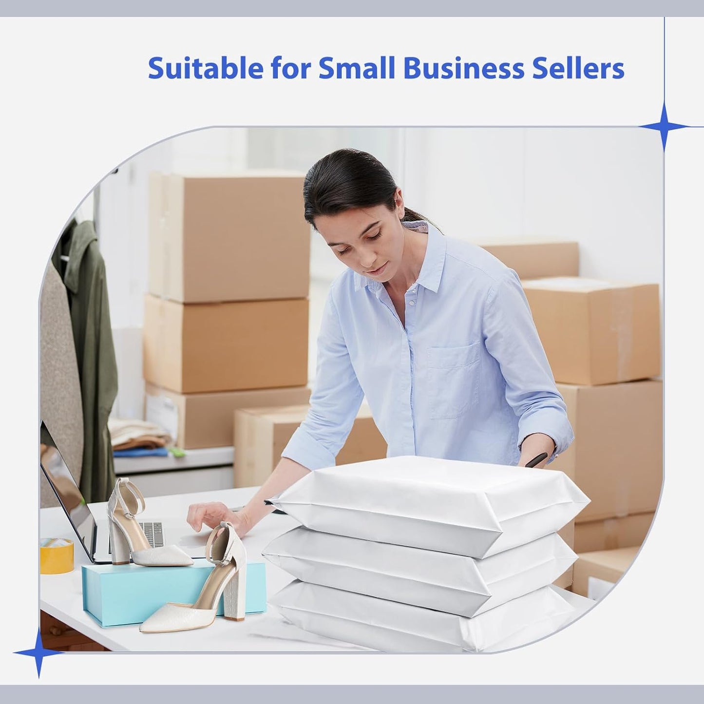 Fuxury Poly Mailers 17.7 X 22 Inches 50 Pcs,Bulk Shipping Bags for Clothing,Strong Adhesive Shipping Mailer for Small Business Suppliers,Self Seal Poly Bags Mailing Envelopes White