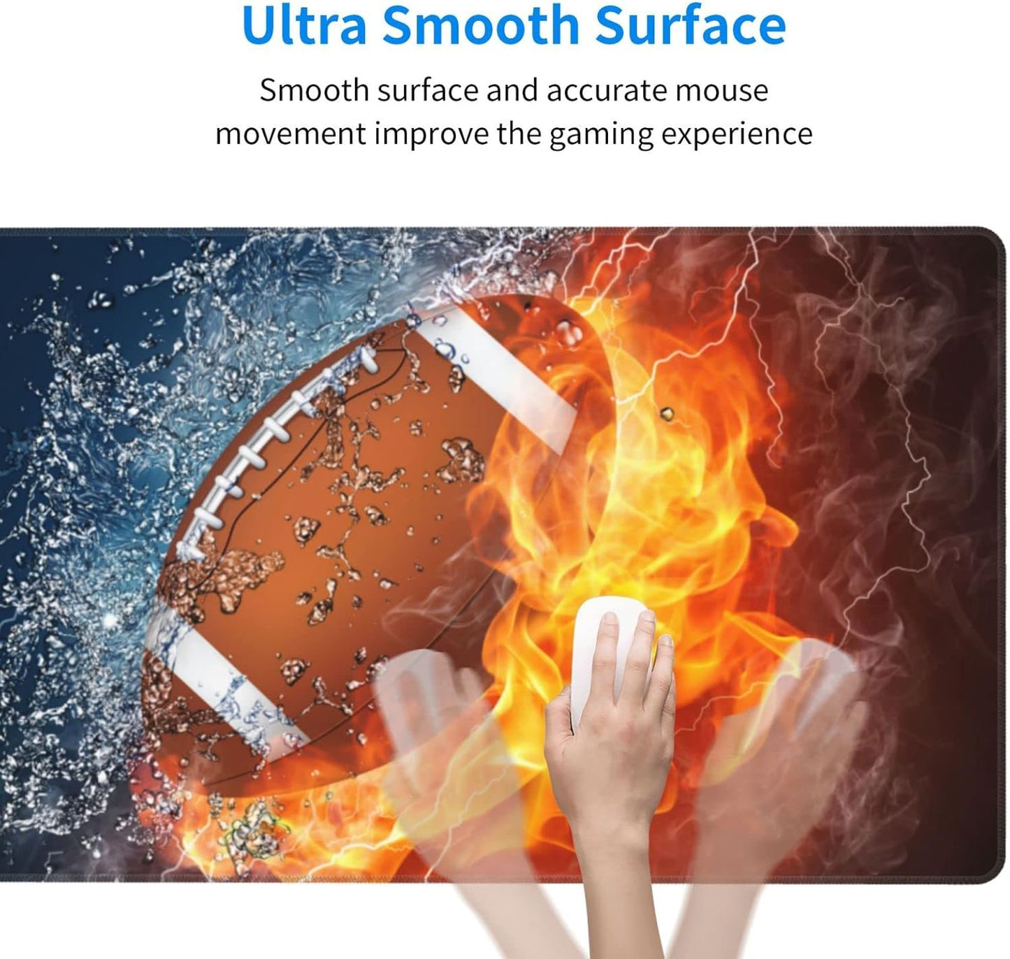 Boys Large Mouse Pad with Football Pattern, 29.5"x15.8" Sports Desk Mat Extended Gaming Mousepad with Non-Slip Rubber Base, Waterproof Computer Keyboard Laptop Desk Pad for Adult Kids Office Home Work