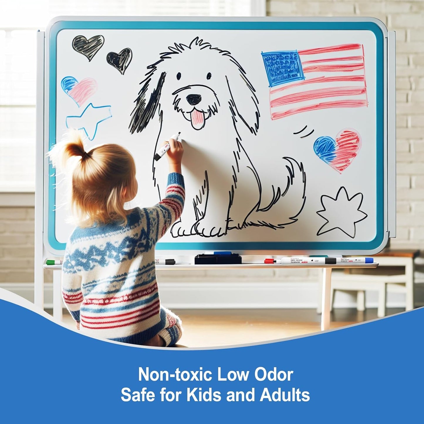 Comix Dry Erase Markers, Chisel Tip White Board Markers, 36 Bulk 4 Assorted Colors Low Odor Markers for Teachers Office & School Supplies