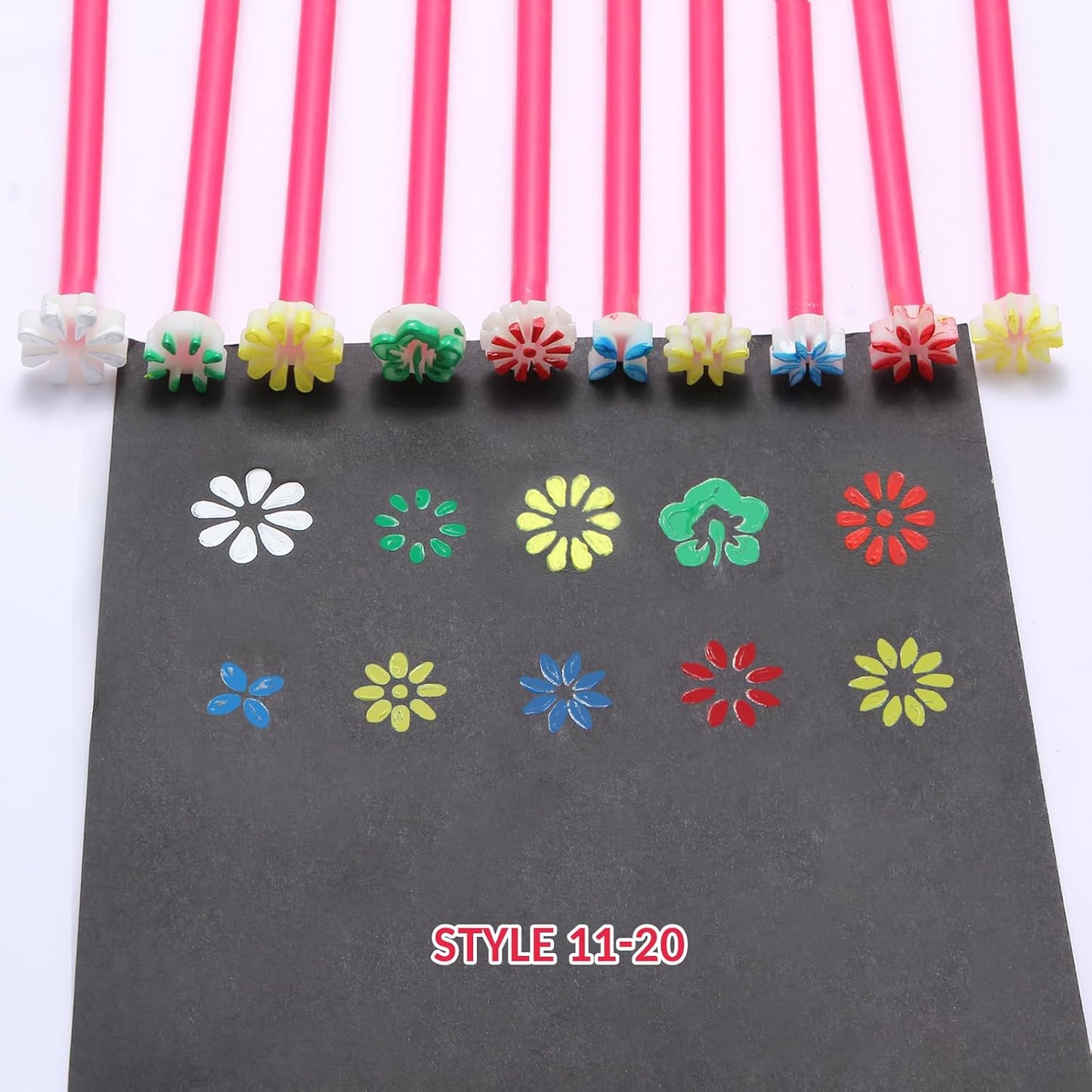 DAFENCHI Flower Floral Dotting Tools for Dot Painting, 20 Shapes Dotting Pens, Mandala Dot Art Tool for Rocks, Embosssing Tools for Painting Dots, 10 Pens