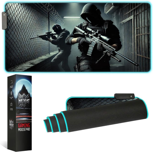 Gaming Mouse Pad - Desk Mat Gaming Mouse Pad , Medium Extra Large Extended Big Long Huge XL XXL and XXXL RGB LED Light Mousepad For a Computer , PC Mats Mousepads Shadow Operatives