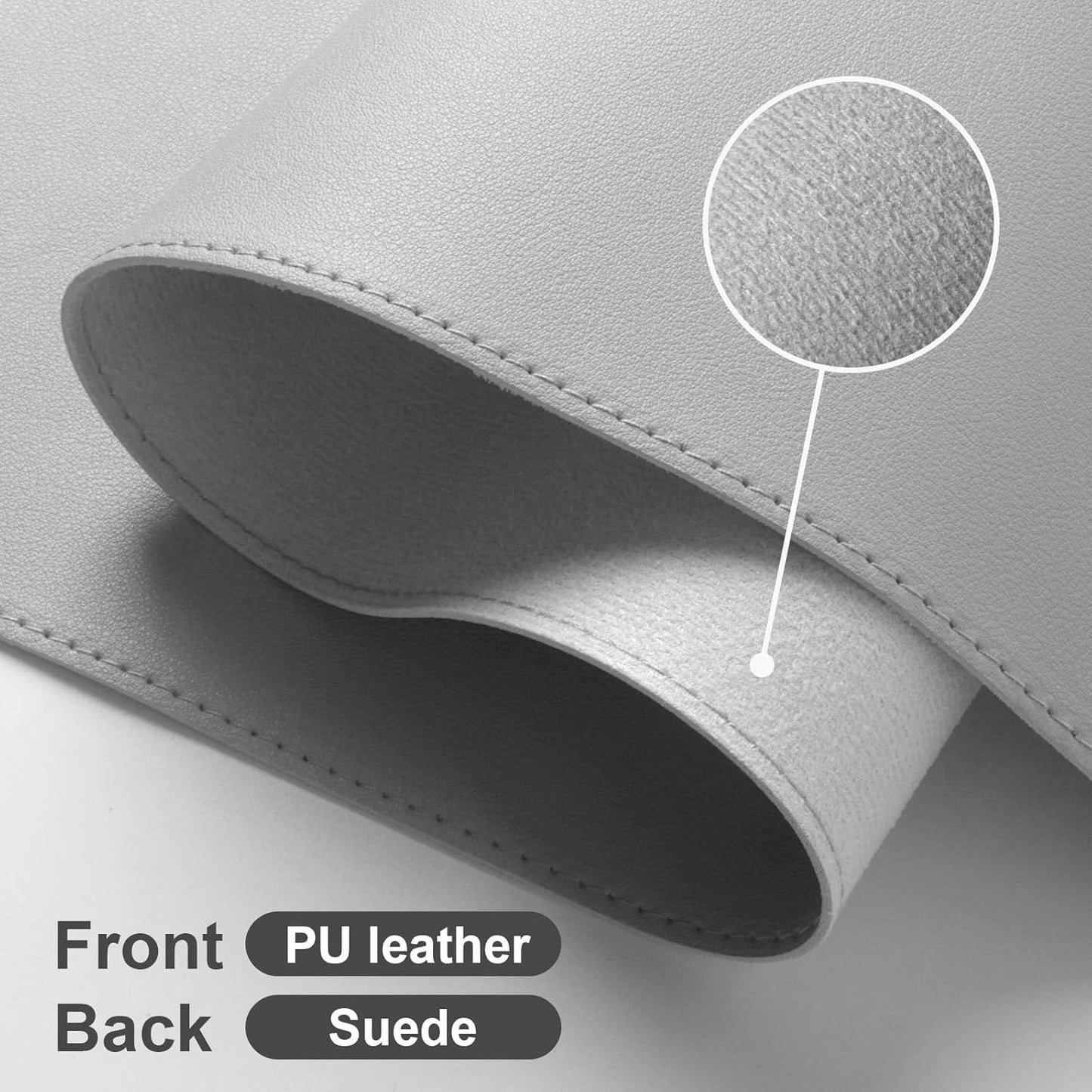 DAWNTREES Desk Mat Protector,PU Leather Desk Pad,Non Slip, Large Mouse Pad and Keyboard Mat, Waterproof Writing Pad for Office and Home (Light Gray,39.4''x19.7'')