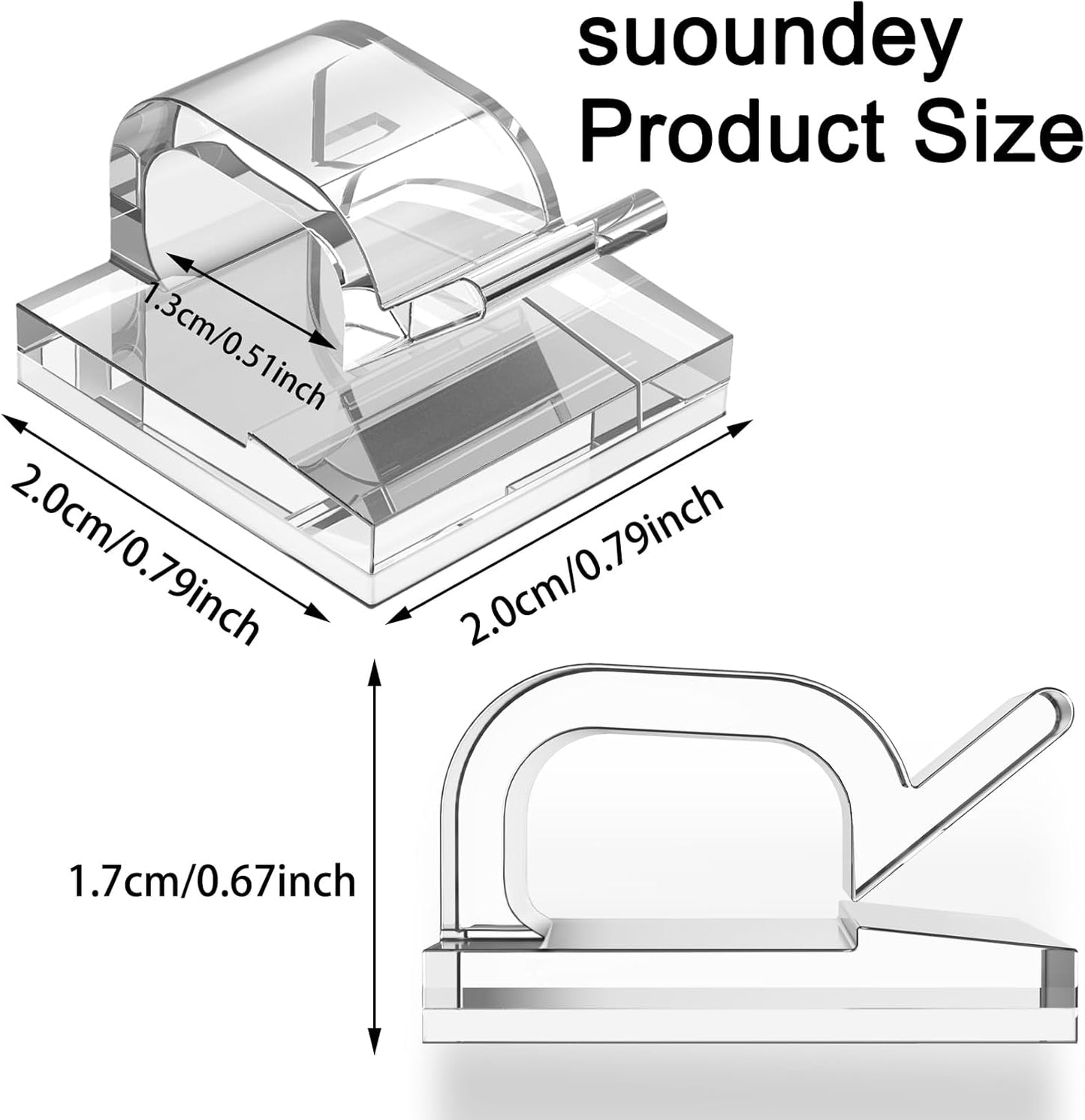 130 Pcs Cable Clips, Adhesive Cable Organizer Cord Holder Wire Clip Wire Management Self Adhesive Hooks Wire Holder for Office, Home(Transparent, 130PCS-Large)