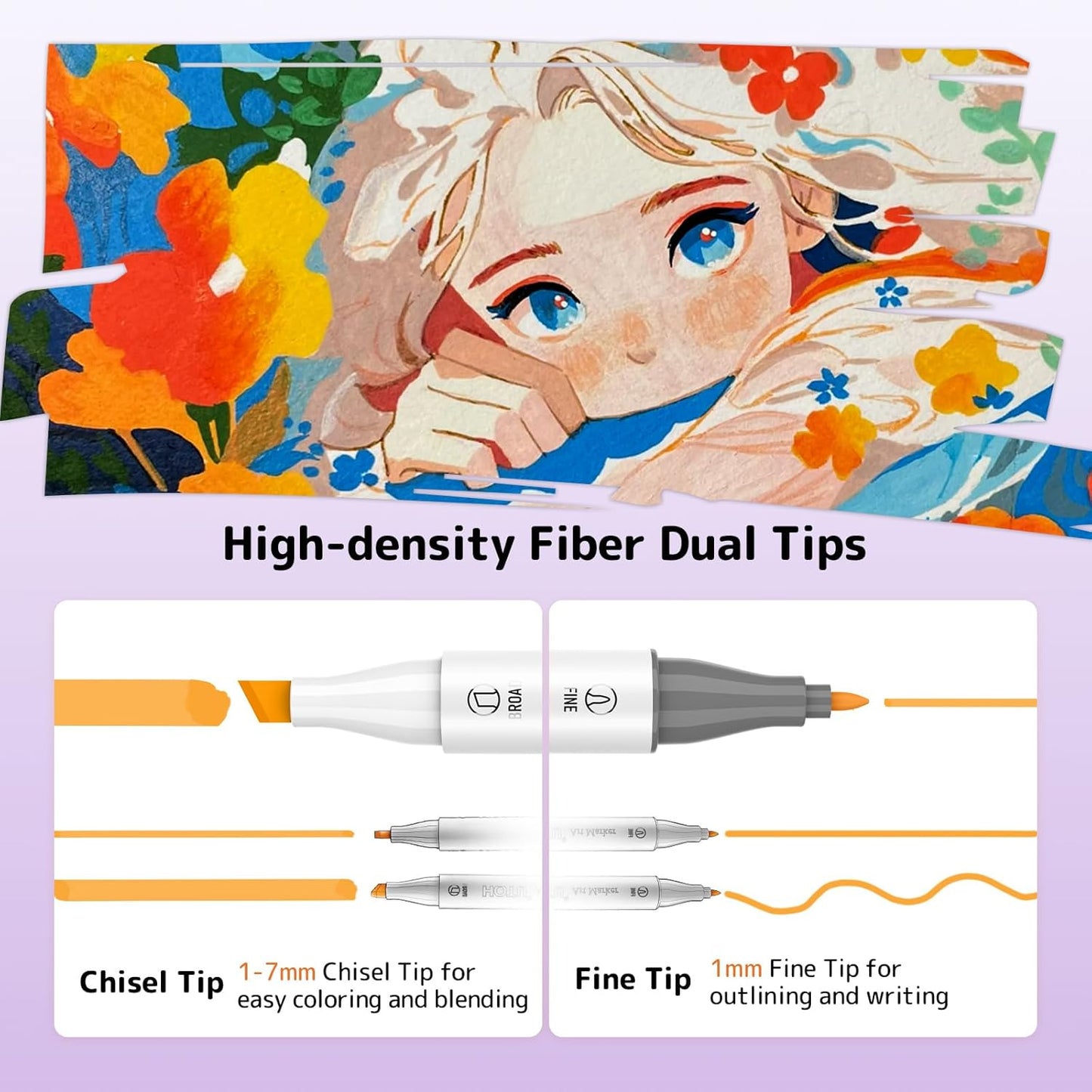 Alcohol Markers, [Beginner Preferred] 100 Vibrant Colors & Dual Tips Art Markers for Kids/Adult Coloring, with Pro Ink, Seamless Blend, Non-Bleeding Pad, & Color Card, for Amateurs/Artists